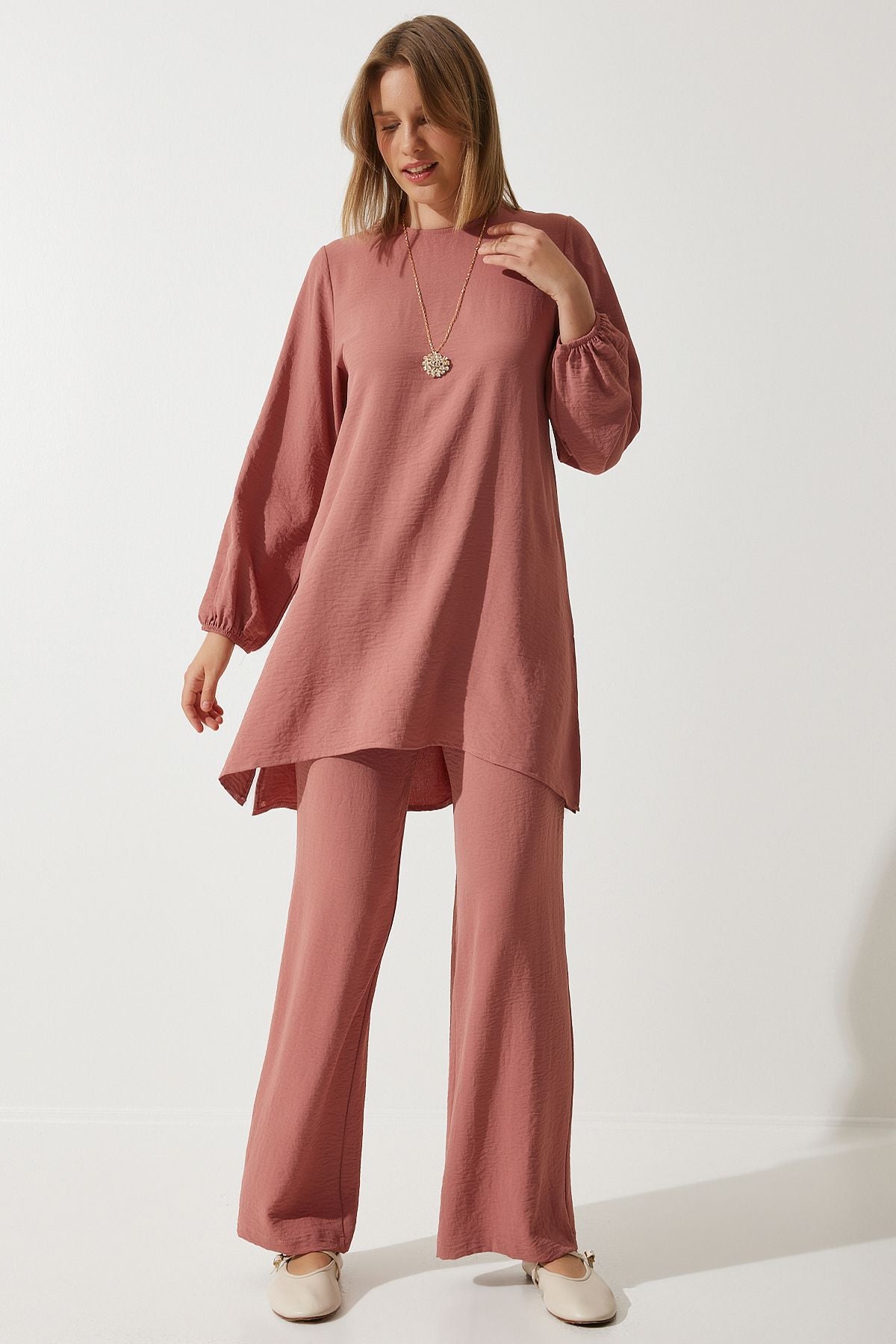 WOMEN'S ROSE DRIVER DRUG TUNIK PALAZZO Knitting Set to00133