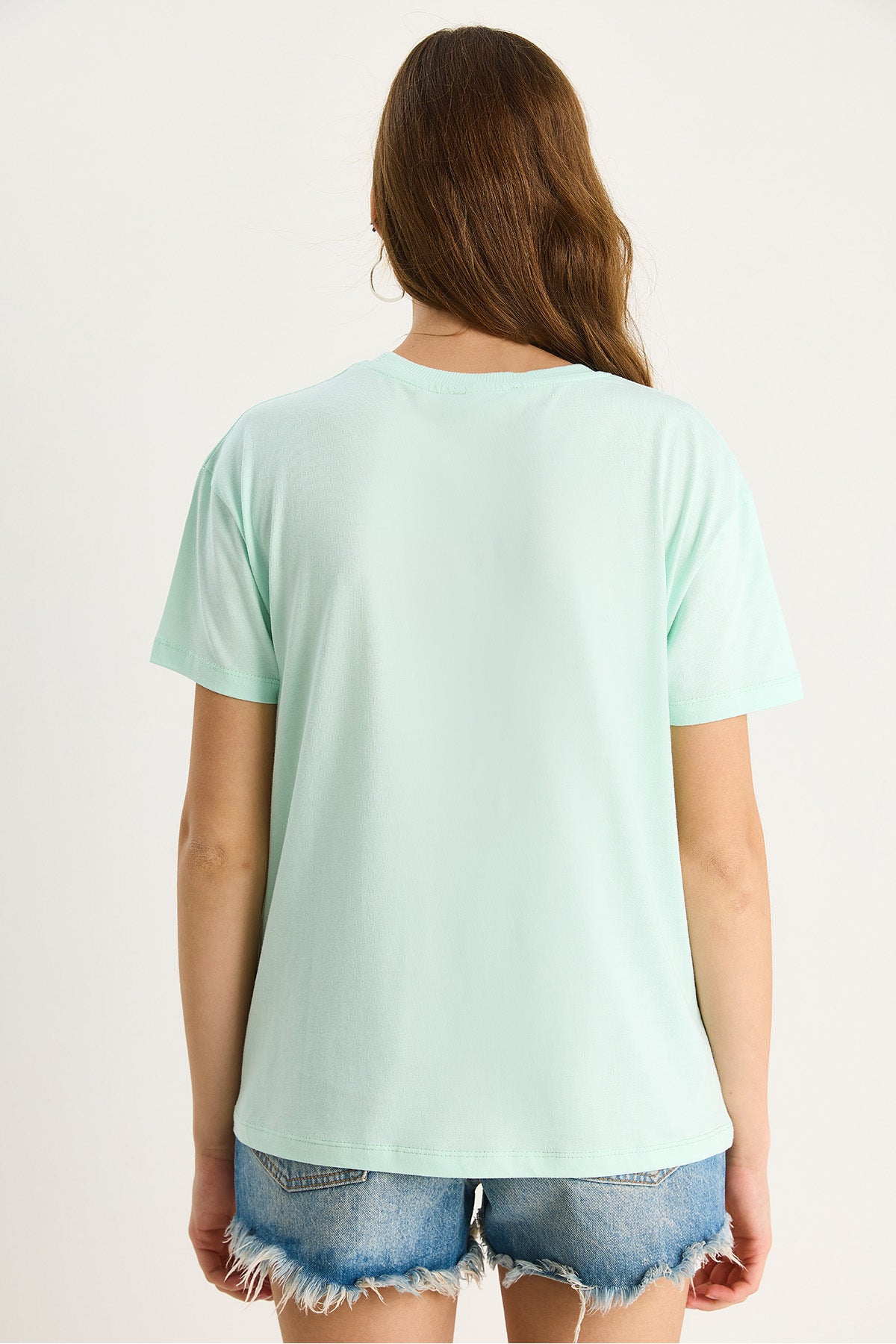 Women's 100% Cotton Crew Neck Comfortable T-Shirt with Palm Tree Stone Accessories 60602067