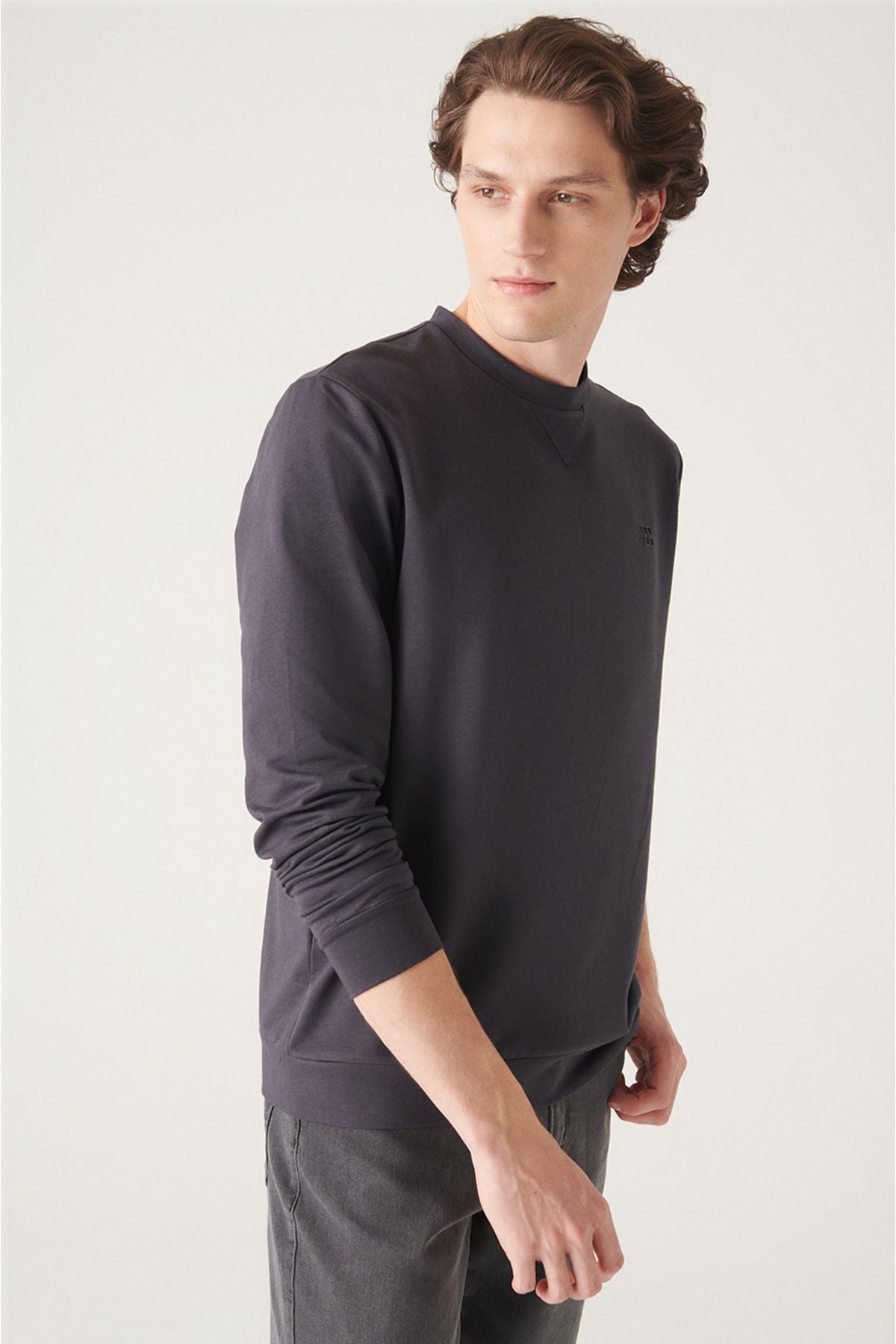 Men's anthracite bike collar cotton 2 -hot Sweatshirt E001200