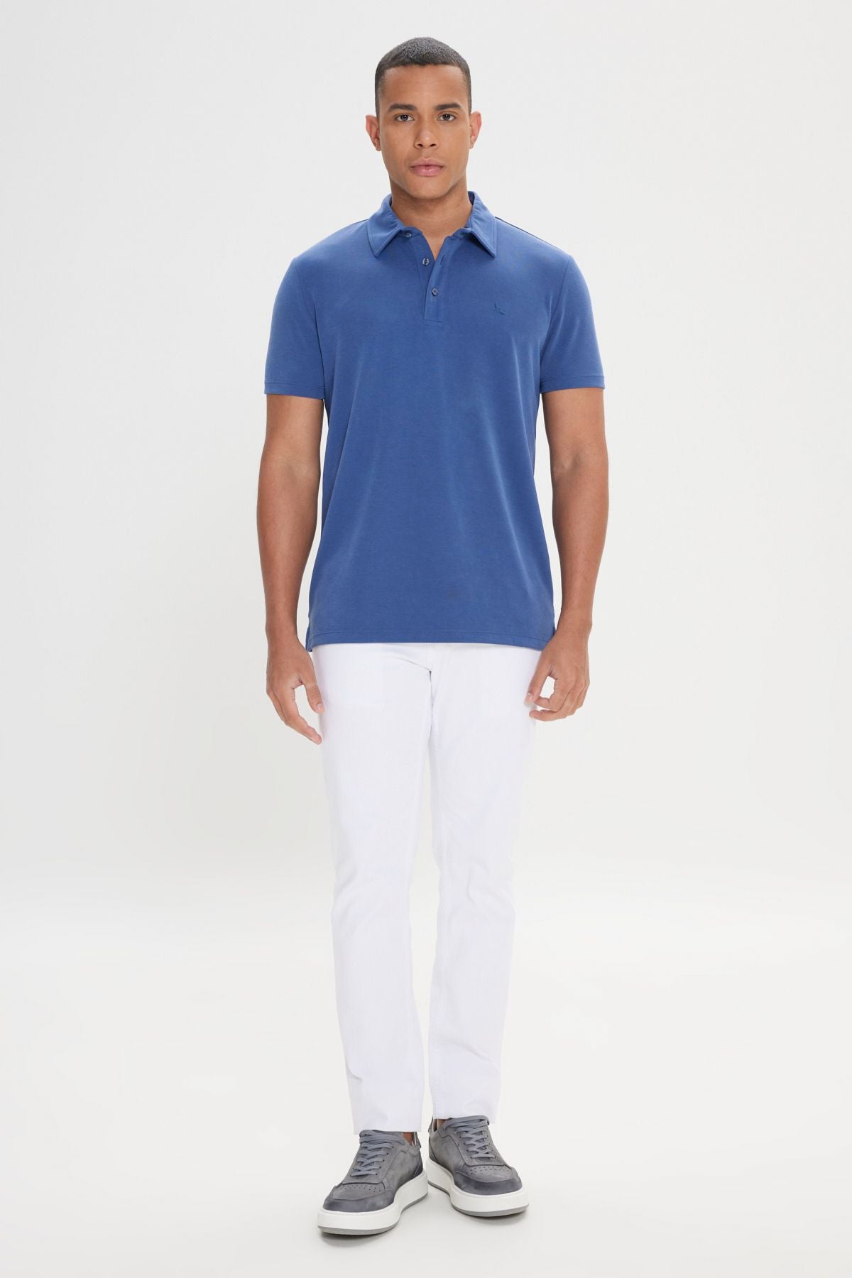 Men's indigo slim fit narrow cut polo collar t -shirt