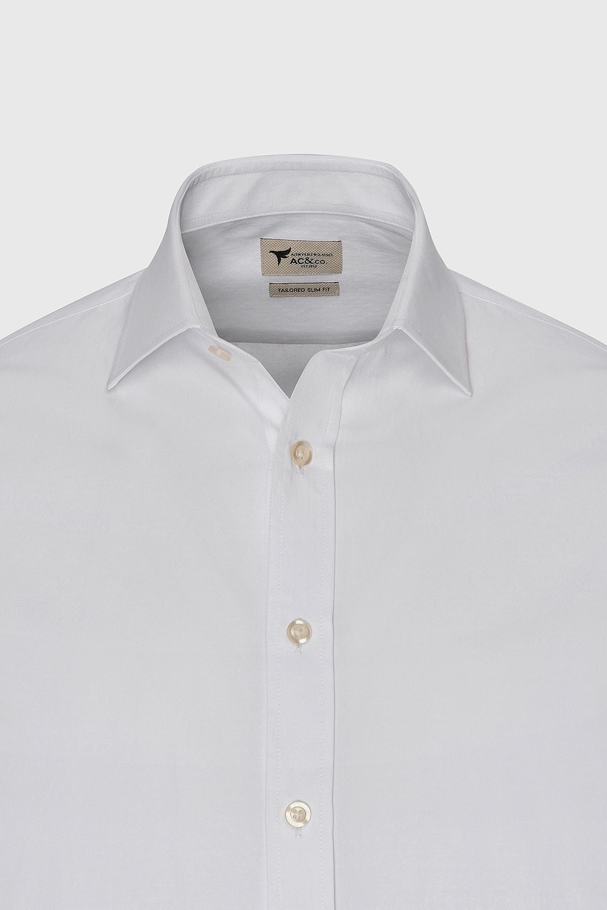 Men's white slim fit narrow cut classic collar cotton Cotton Amelor Cottage Shirt