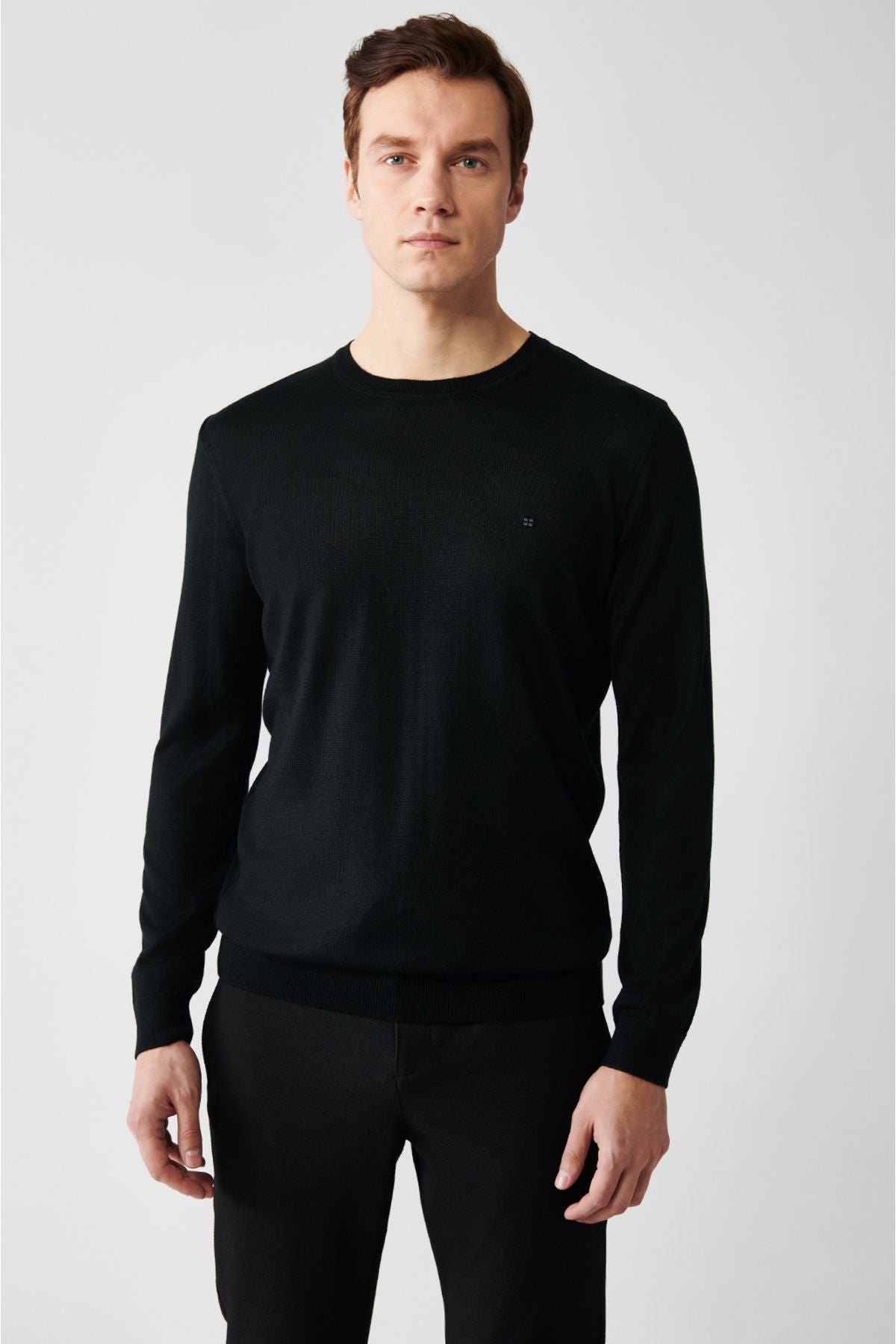 Men's black bike collar wool mixed knitwear sweater B005013