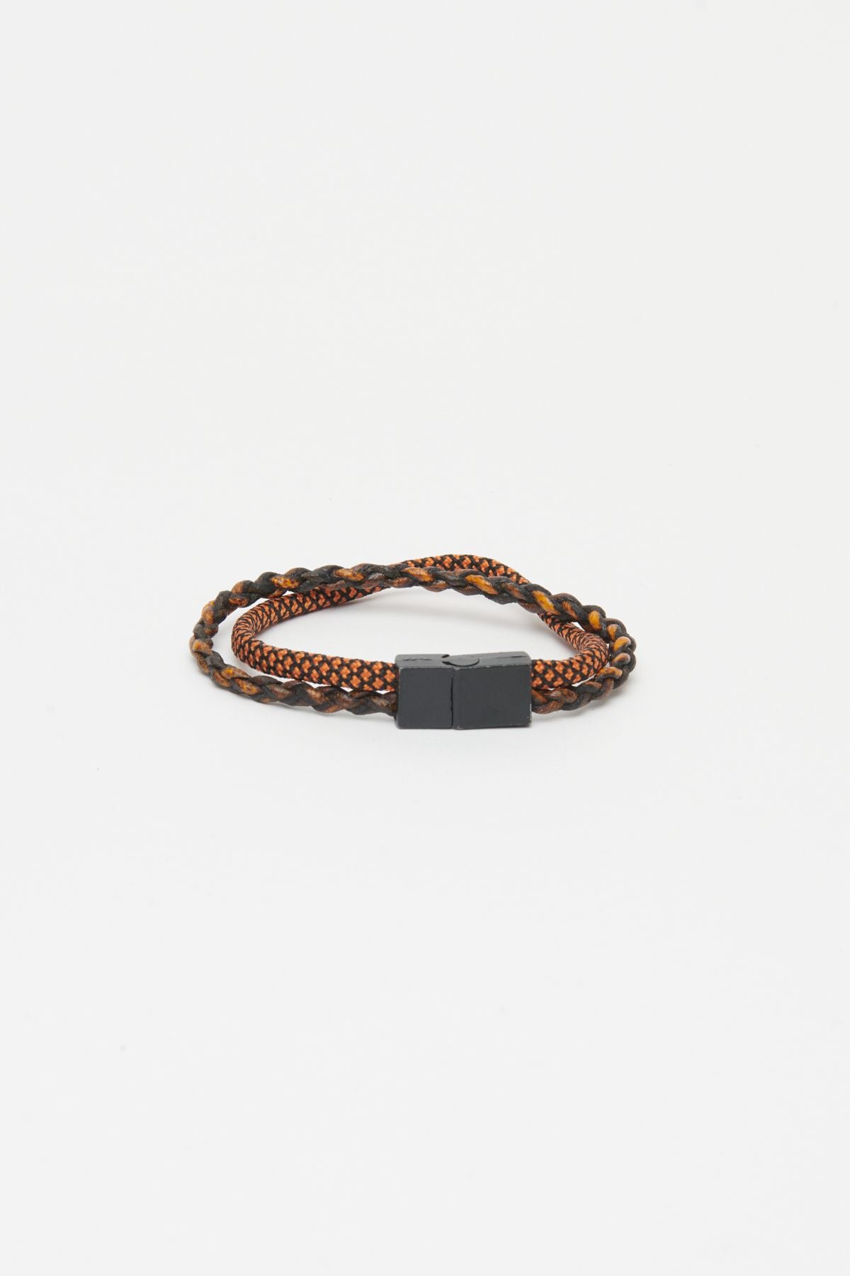 Men's black-orange 100 %leather bracelet