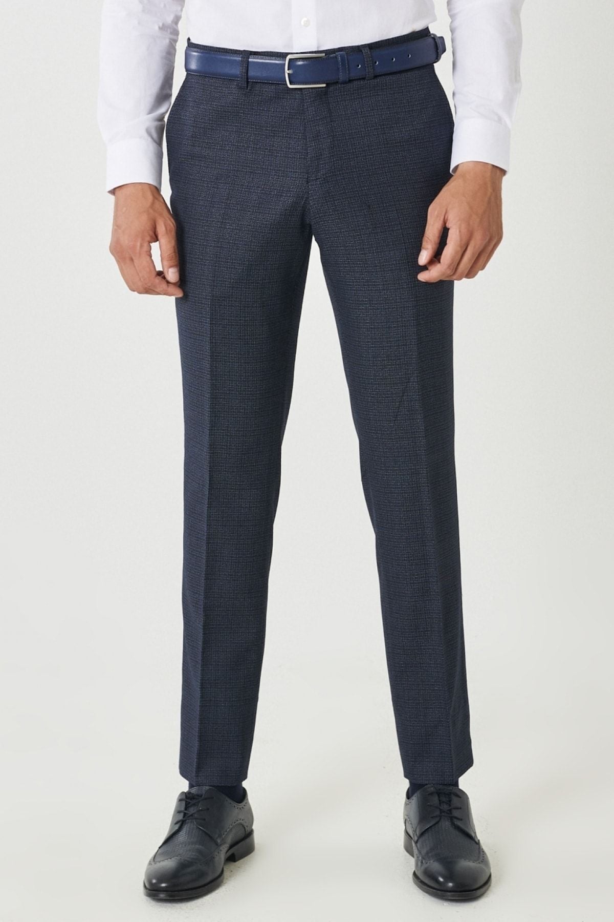 Men's Navy Blue Slim Fit Narn Cut Mono Yaka Amelor Classic Suit with Amelor West