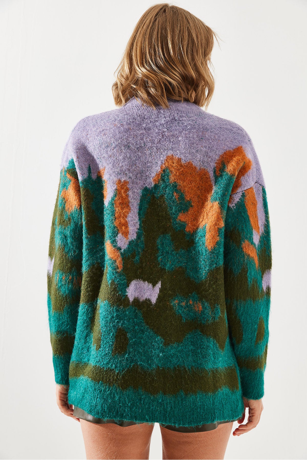 Women's Colorful Patterned Shawl Cardigan 20234241