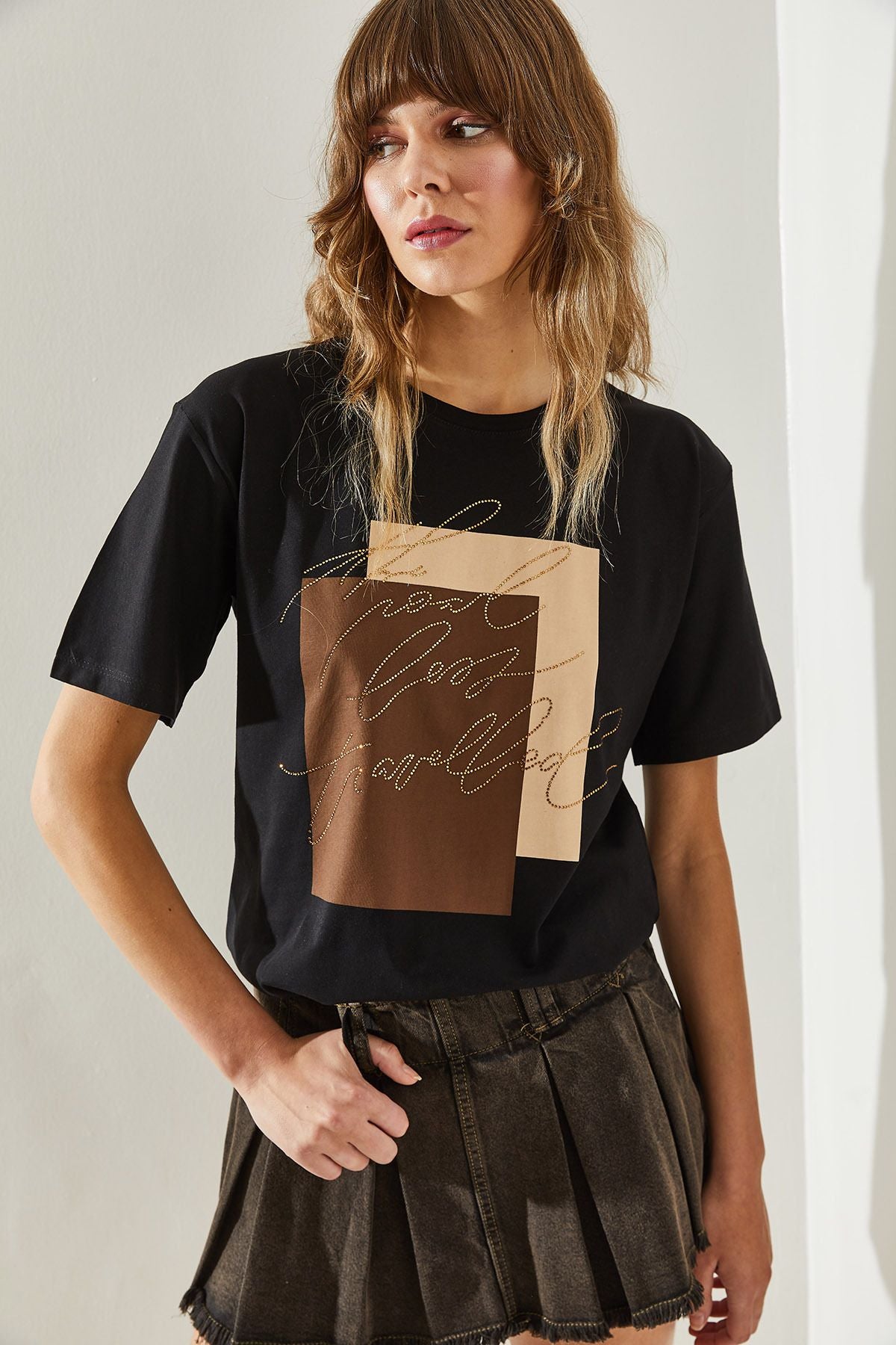 Female Bicycle collar short sleeve stamp detailed T-shirt 60251363