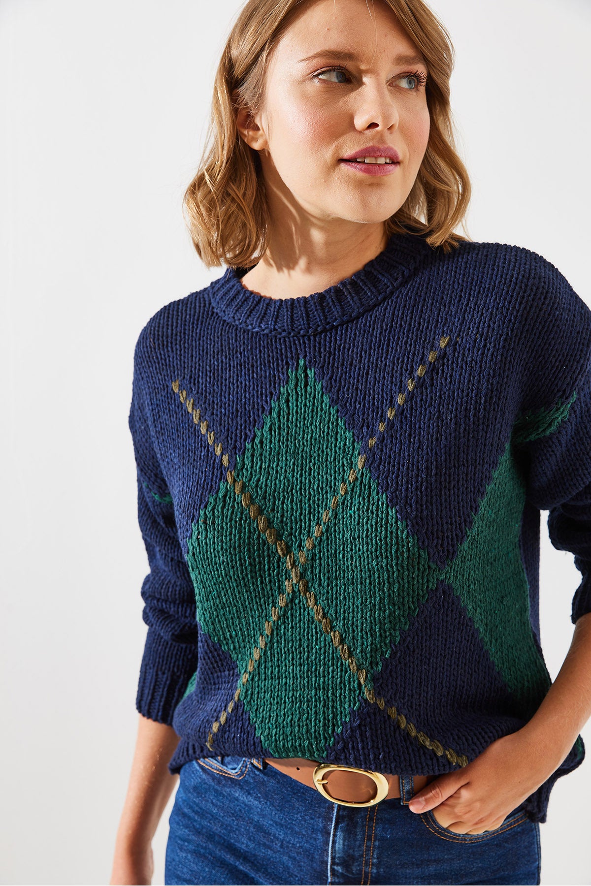 Women's Checkered Sweater 20246195