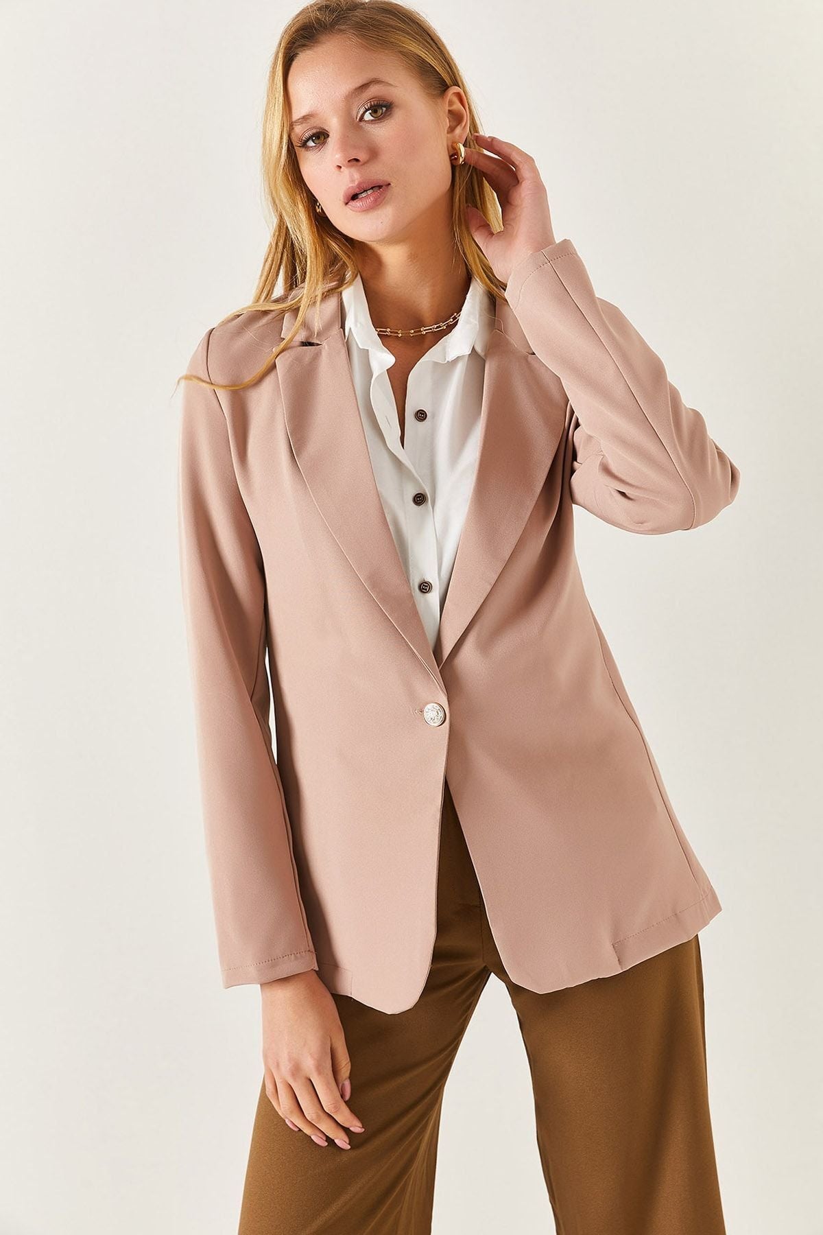 Female Stone Single Button Jacket ARM-20K001020