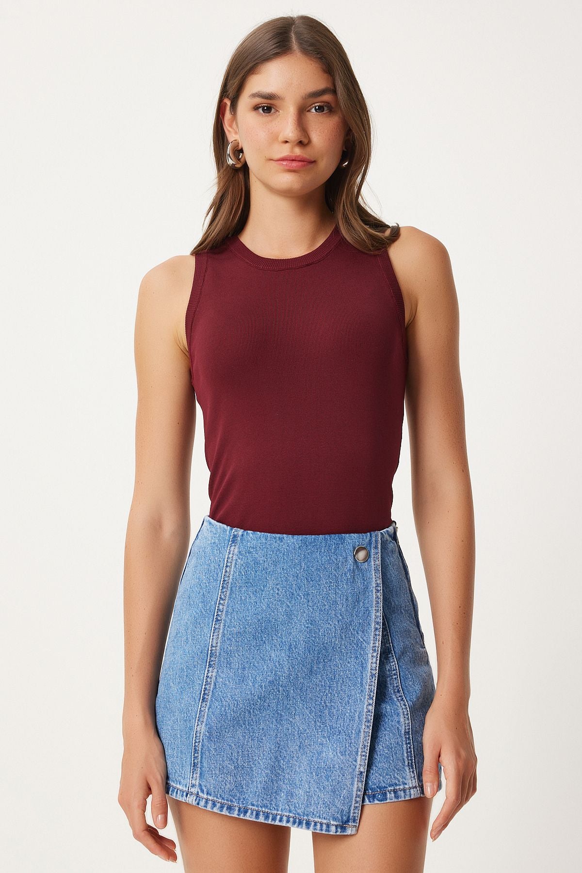 Female Bordeaux Sleeveless knitwear blouse FN03277