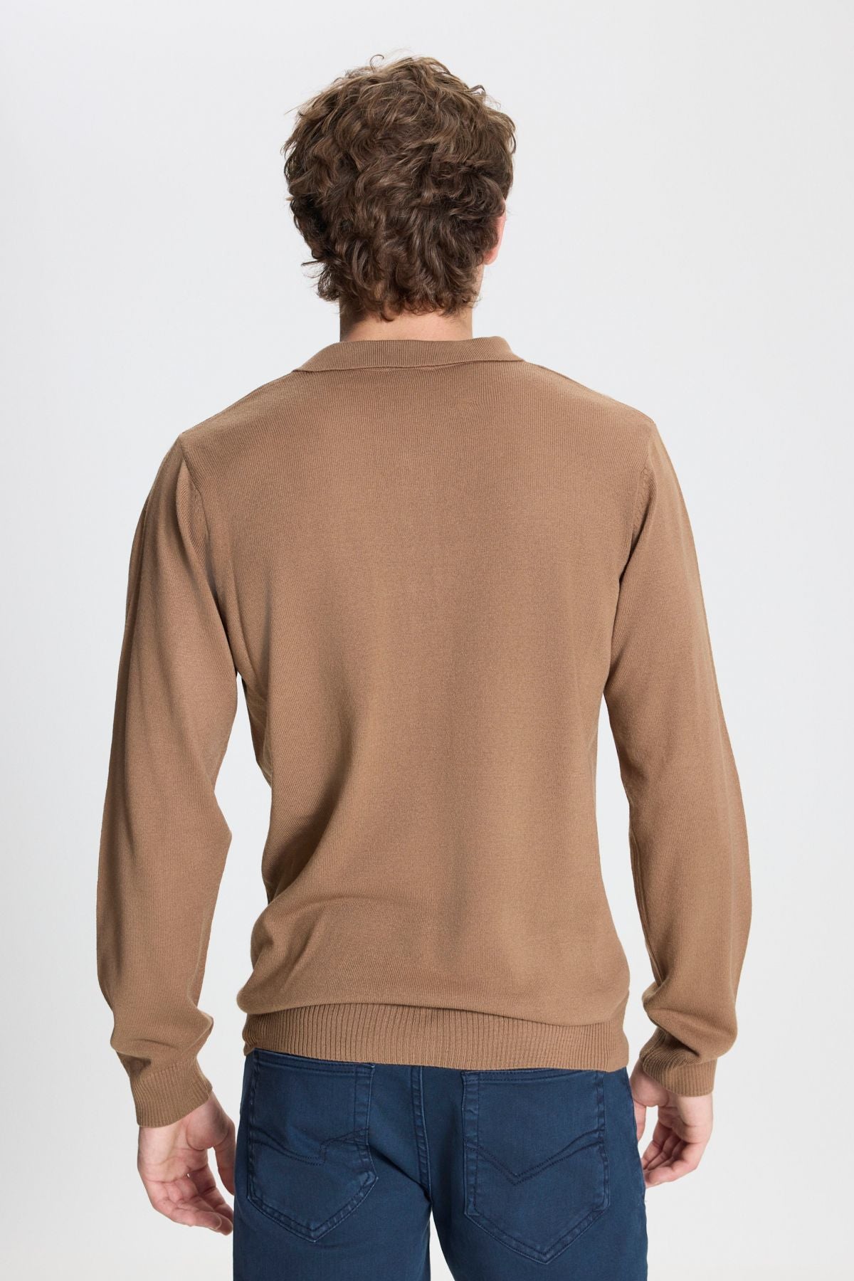 Men's mink hair -free anti -pilling fabric standard fit fit normal cut Polico Knitwear sweater