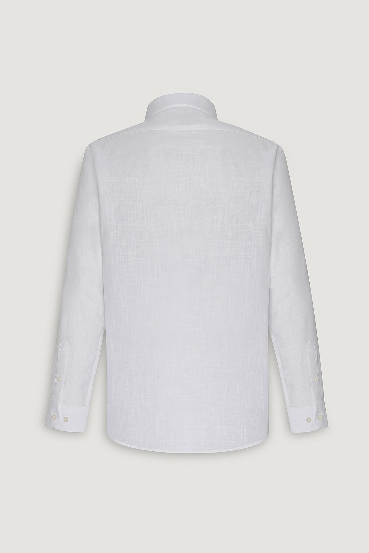 Men's white linen comfort fit comfortable cut buttoned collar casual shirt