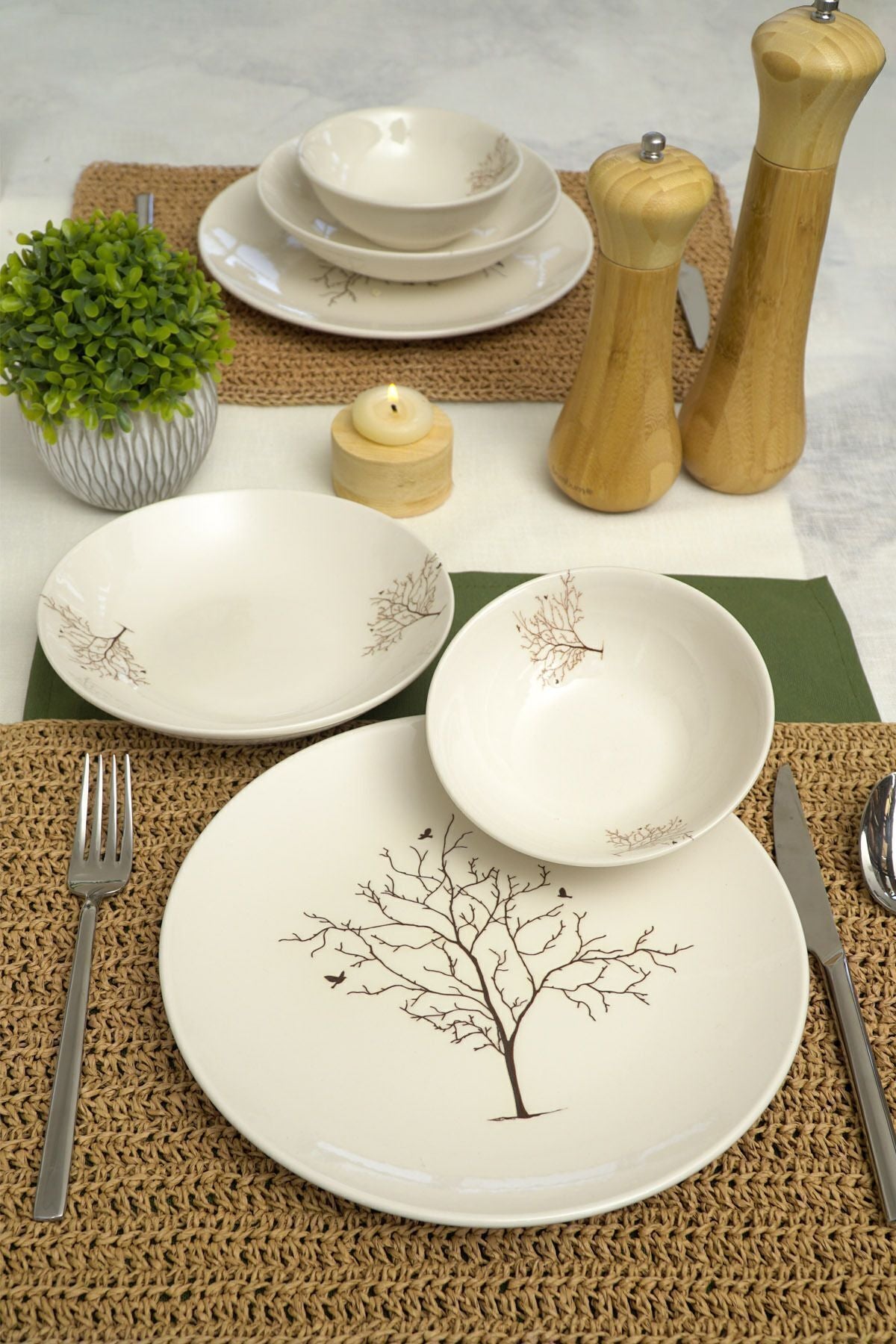 LIFE TREE 18 PIECES 6 PEOPLE PORCELAIN DINNER SET