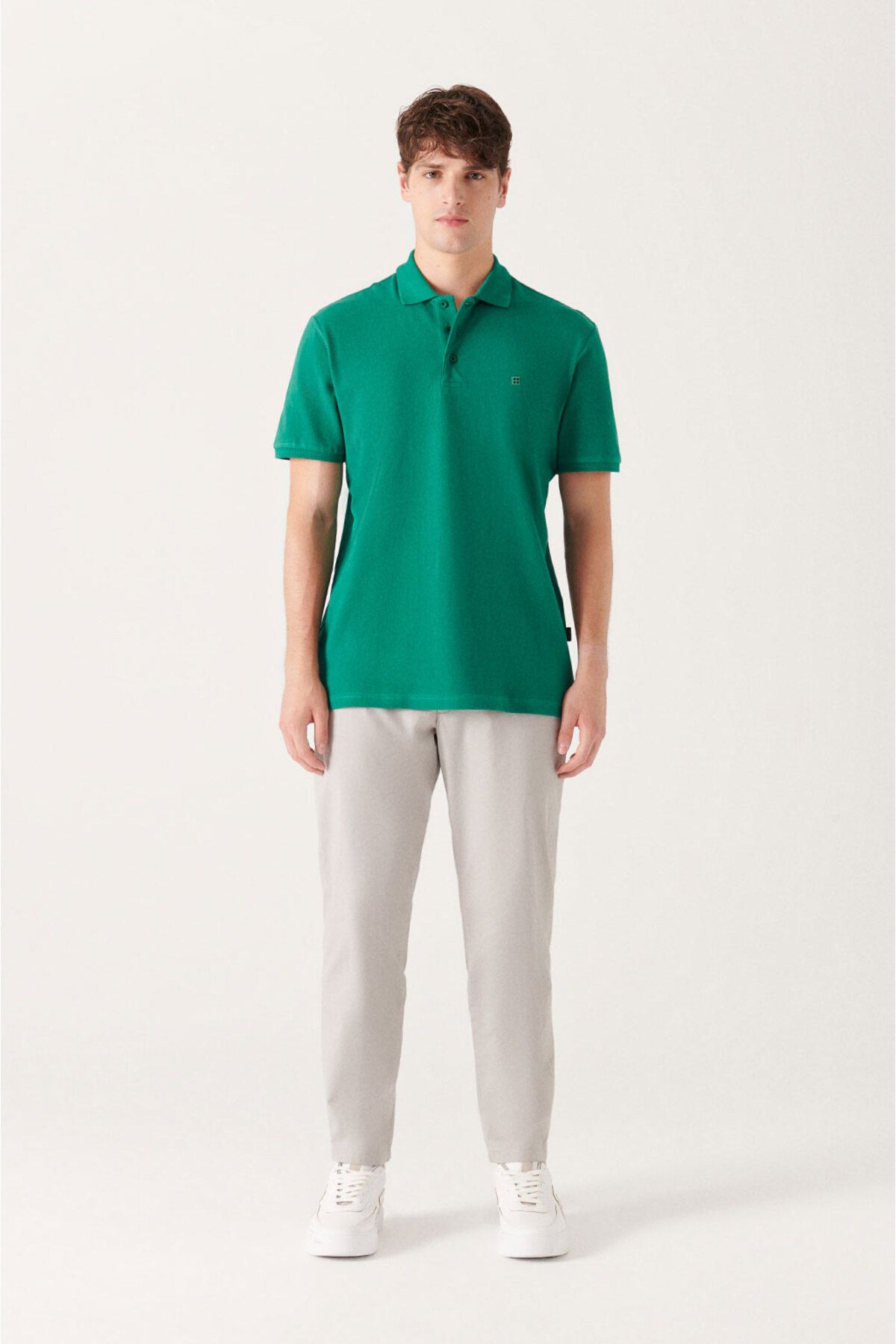 Men's green 100 %cotton cool Polo Yaka T-shirt E001004