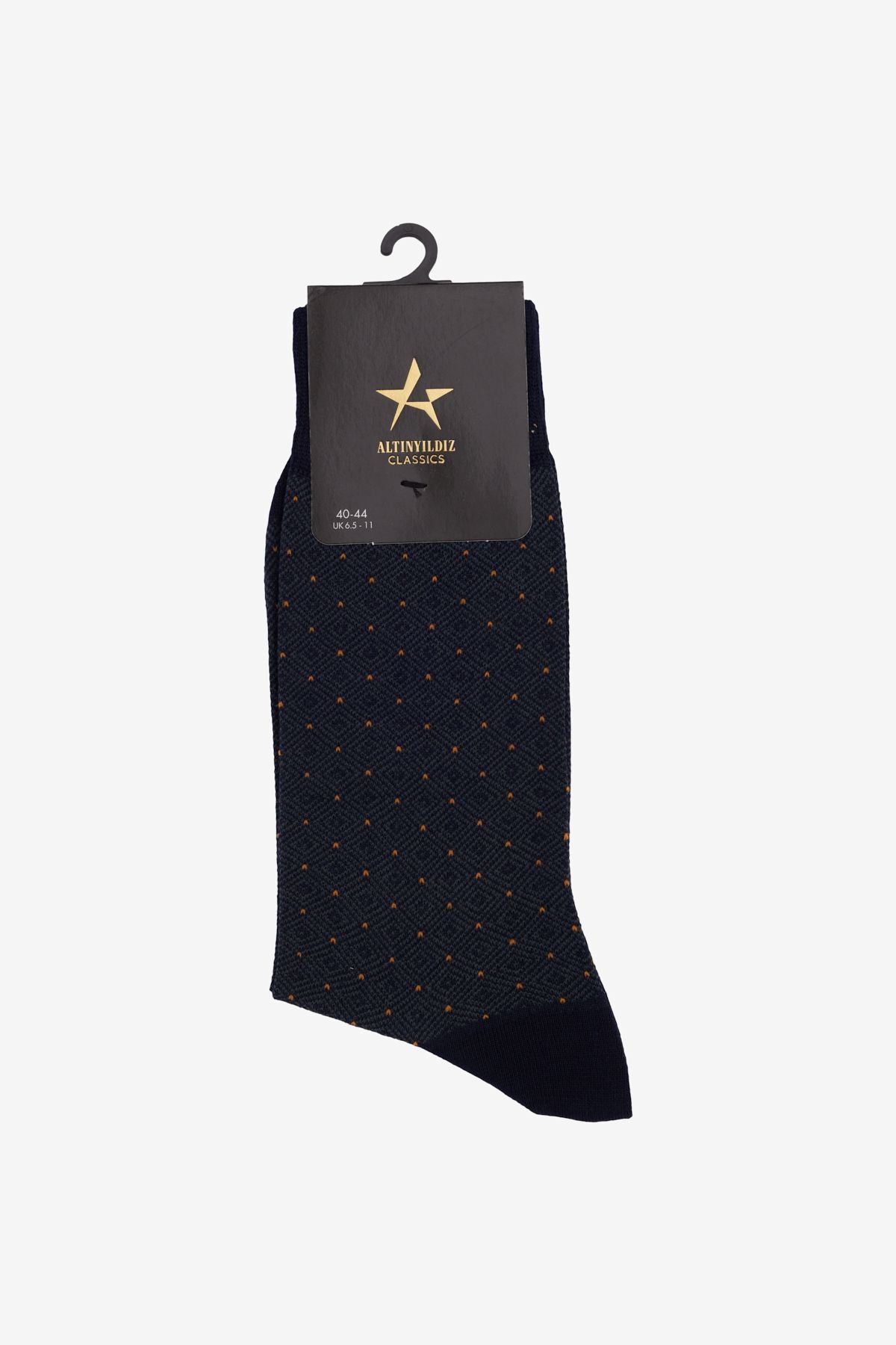 Men's navy blue-gray patterned bambulu socket socks