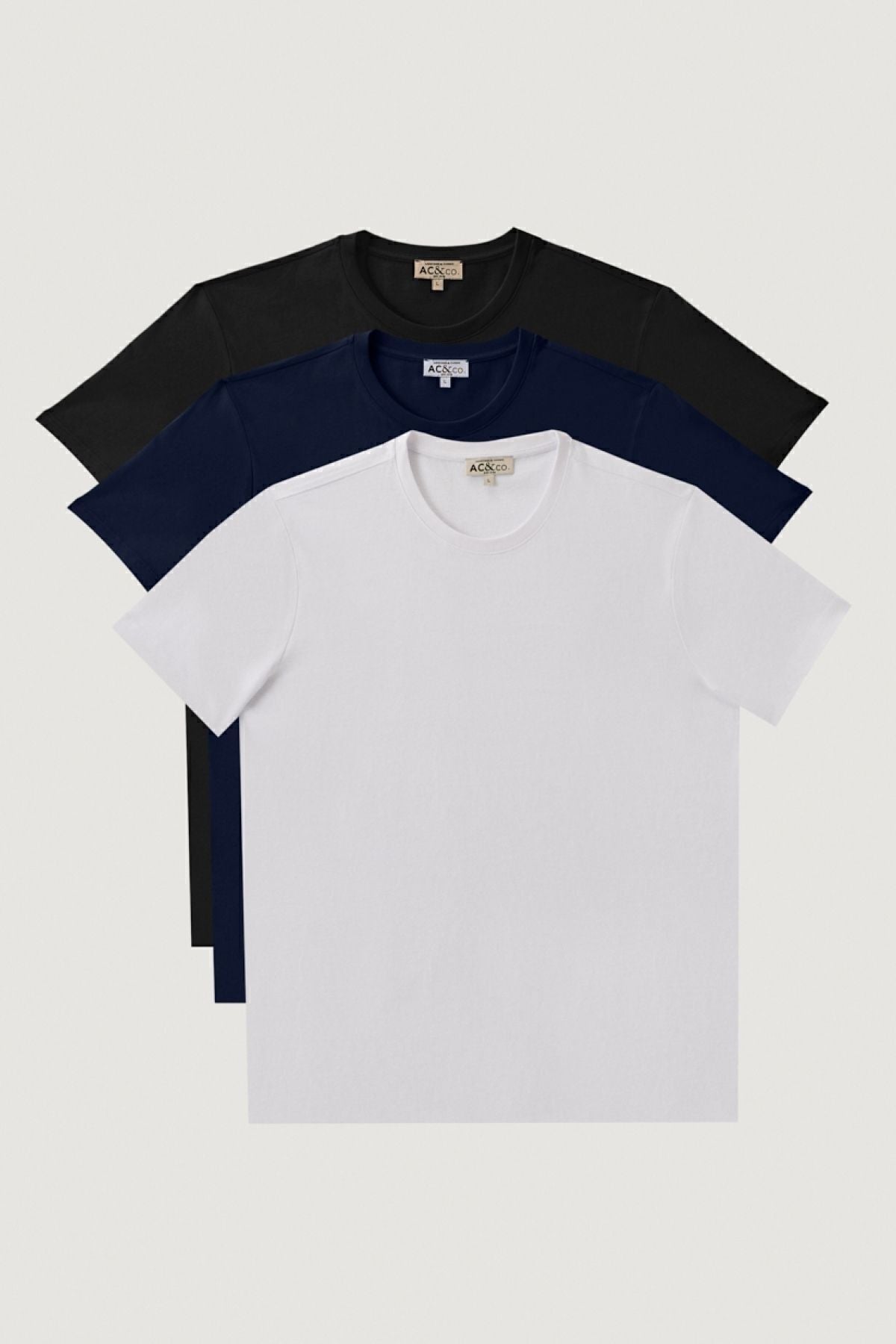 Men's Black-Navy Blue-White Slim Fit Num Fit Narrow Cycling Bicycle Yaka 3 Piece 100 %Cotton Basic T-Shirt Package