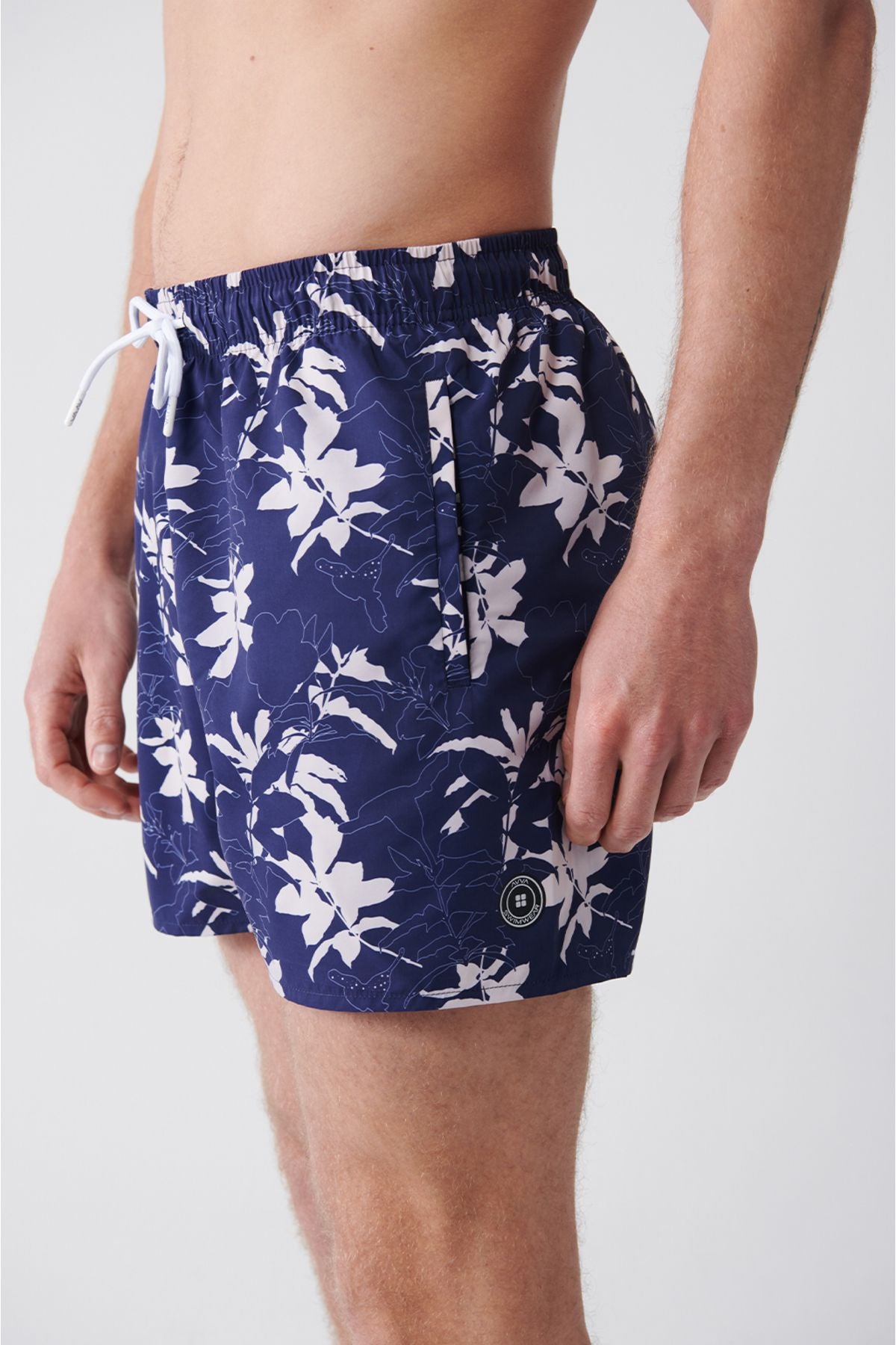 White-Lacivert που στεγνώνει γρήγορα τυπωμένο Standard Boy Comfort Fit Mayo Sea Short E003802