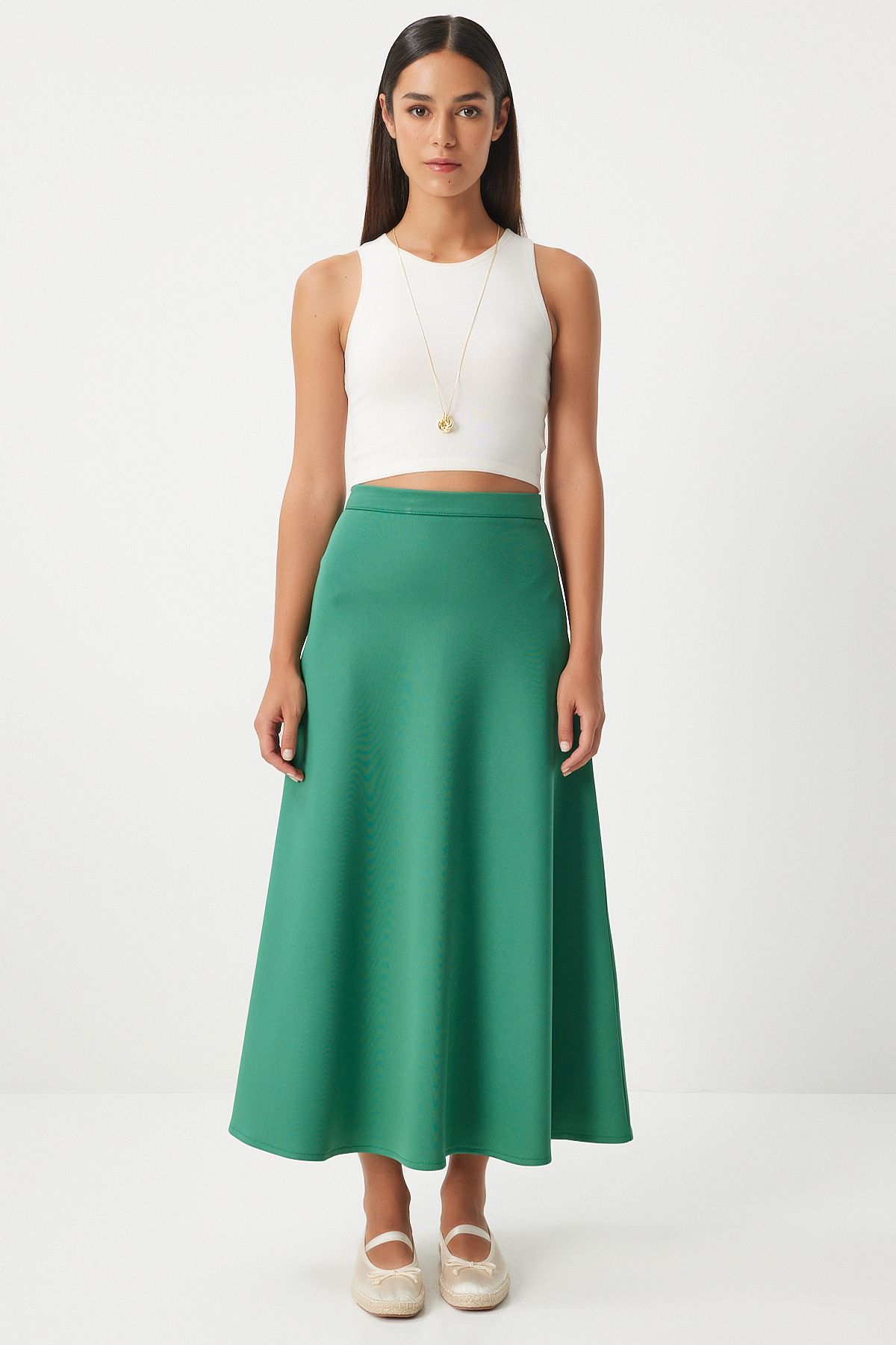Female green A cut abundant skirt to00148