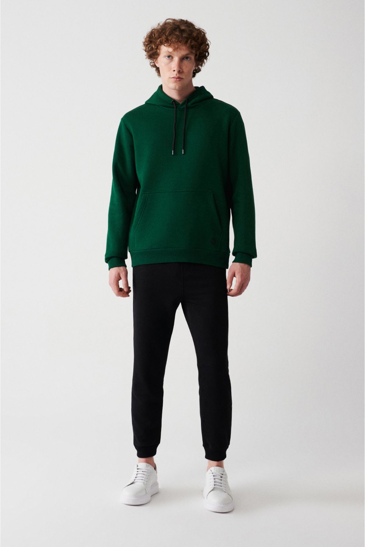 Men's green hooded 3 -IP Cotton Sweatshirt E001018