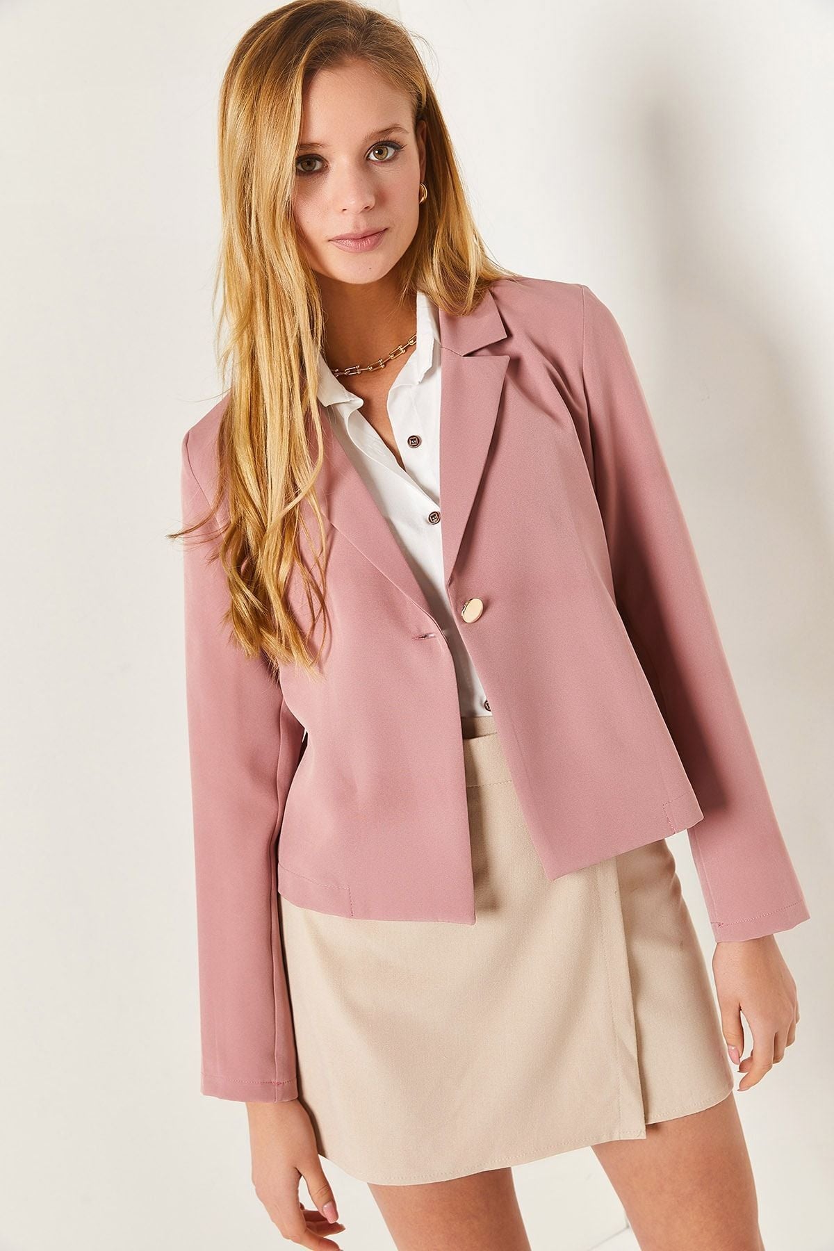 WOMEN'S ROSE DRY SINGLE button Crop jacket ARM-22Y001237