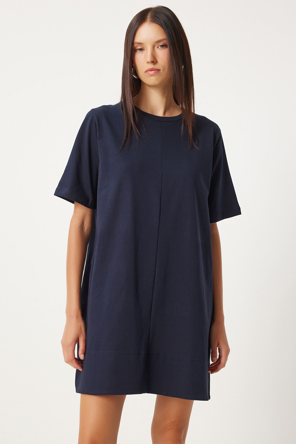 Female navy blue bike collar daily combed dress bp00166