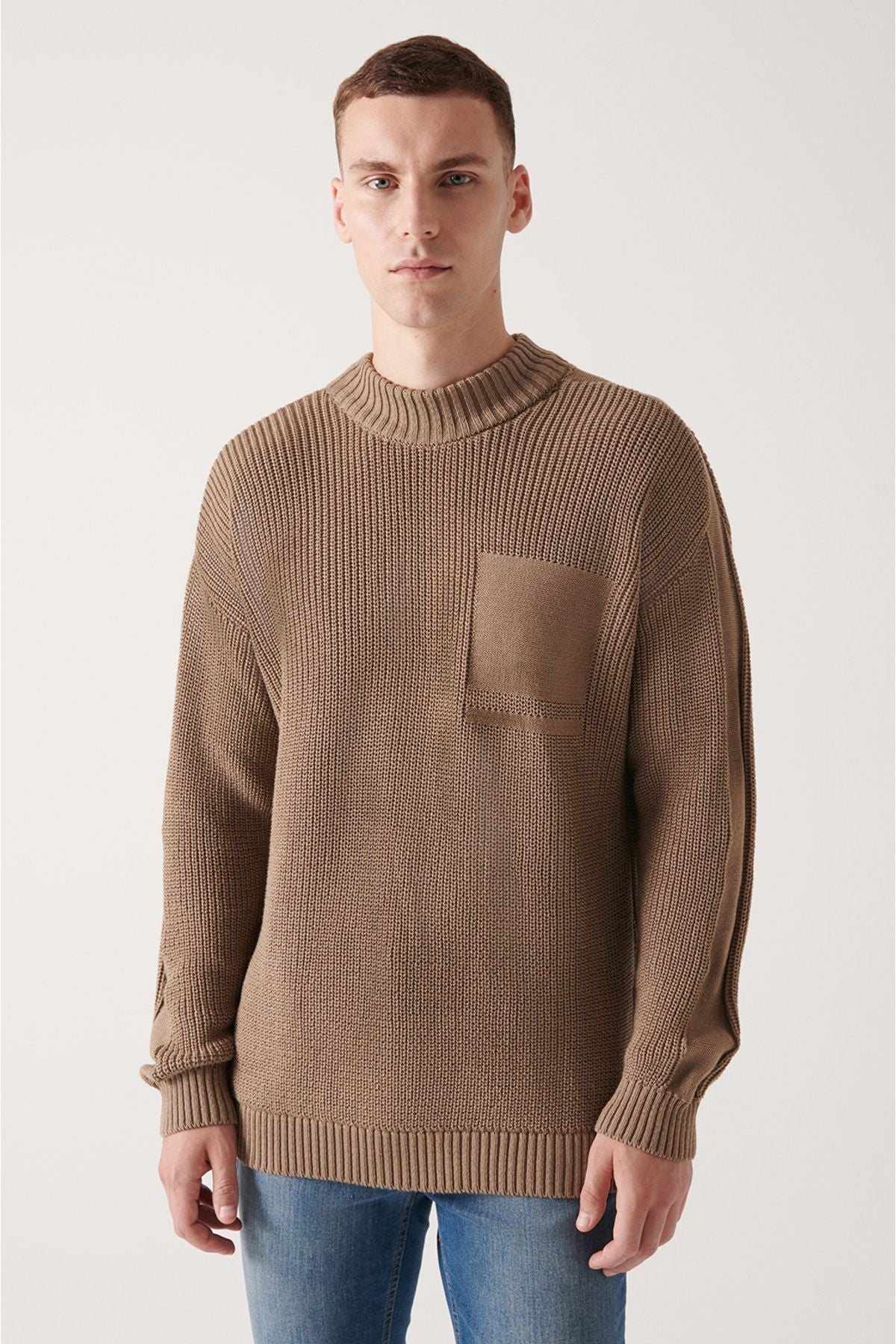 Men's mink bike collar cotton shabby knitwear sweater A22y5007