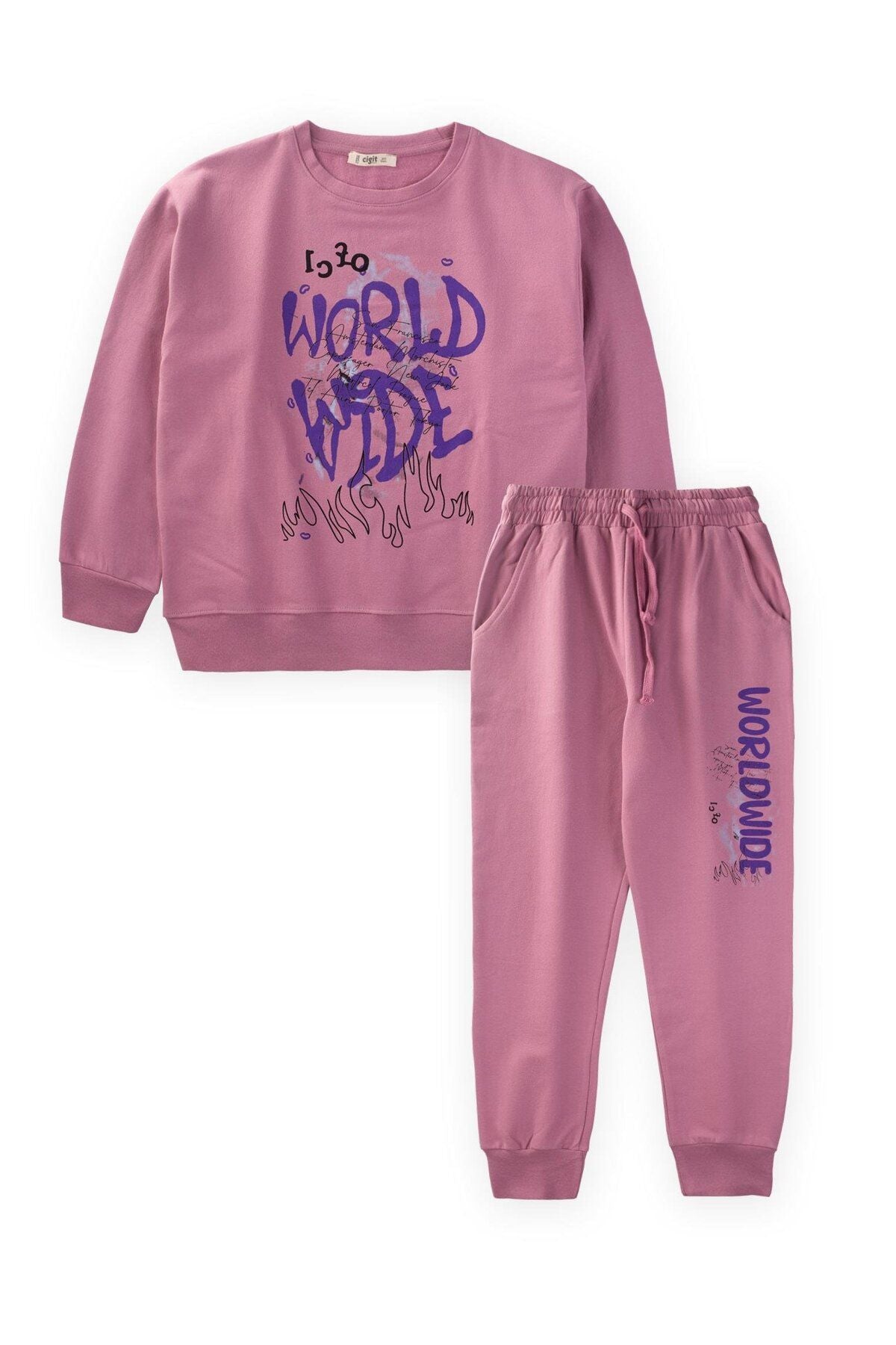 World Wide Printed Sweatshirt Set 9-14 years old rose dry