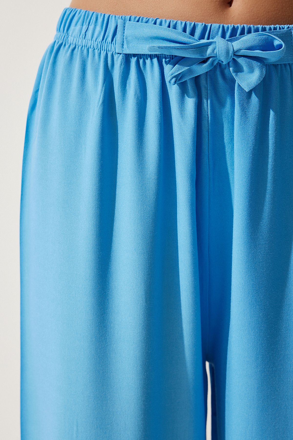 Woman Sky Blue Summer Viscose Palazzo Pants EN00610