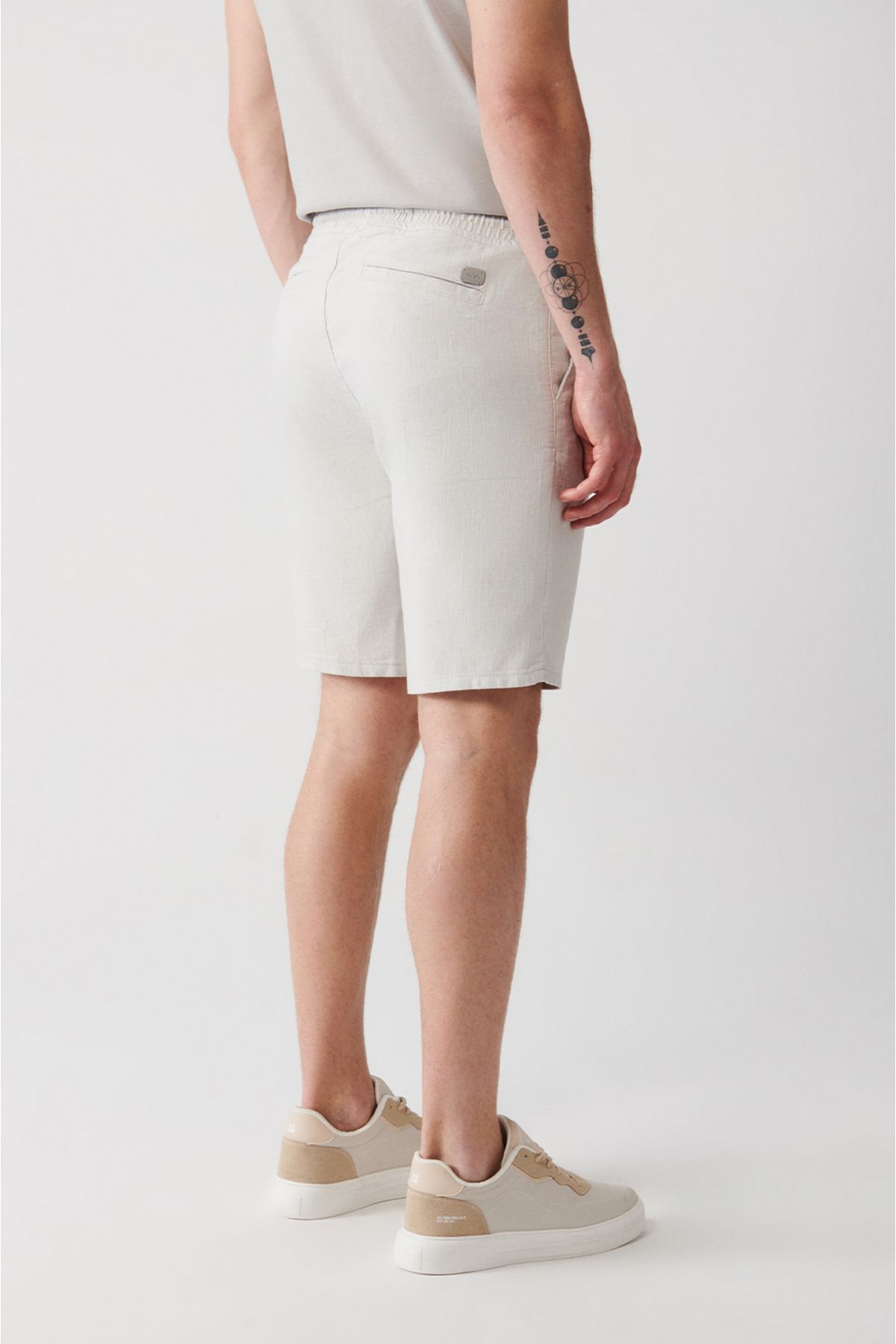 Men's Stone 100 %Cotton Side Waist Waist Linen Fine texture E003603