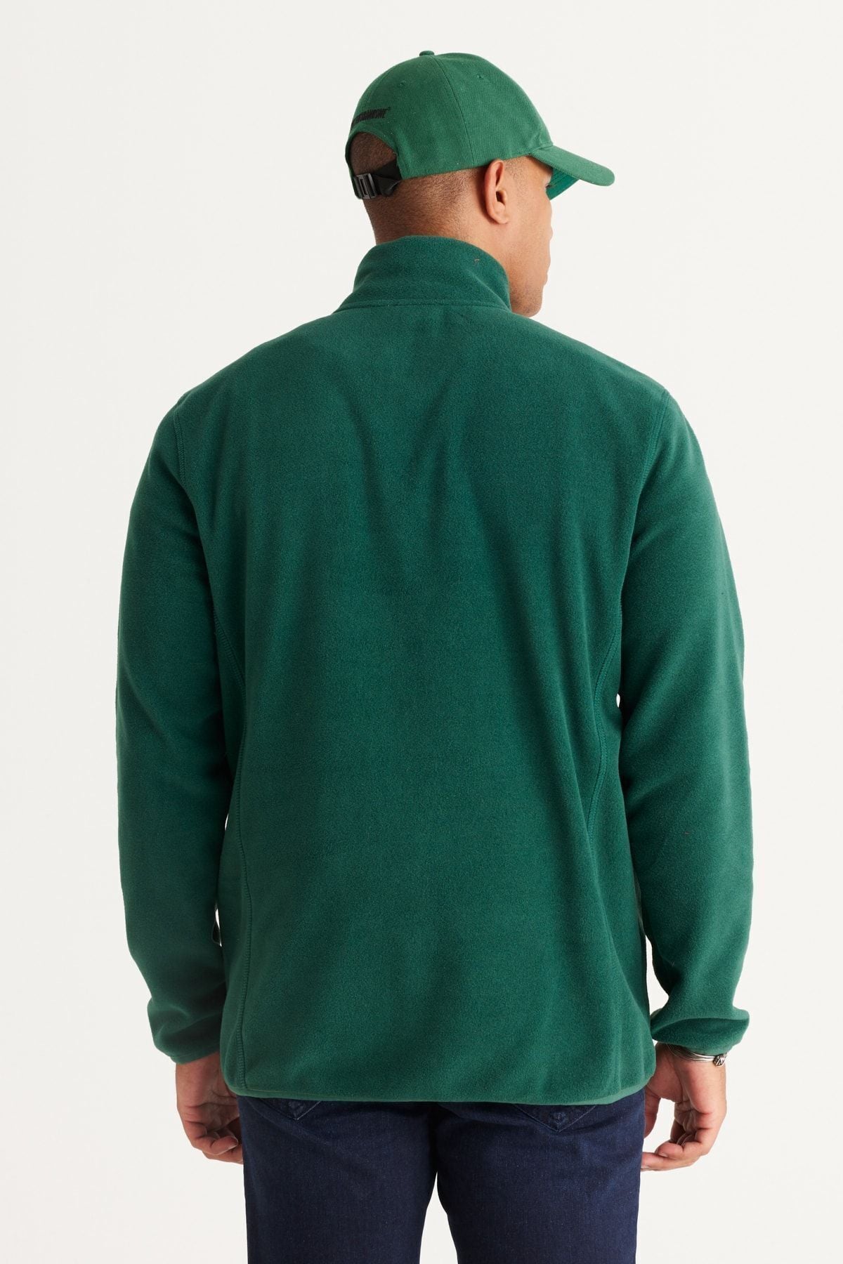 Men's Green Anti-Pilling Flash Standard Fit Bato Yaka Sweatshirt Polar Jacket