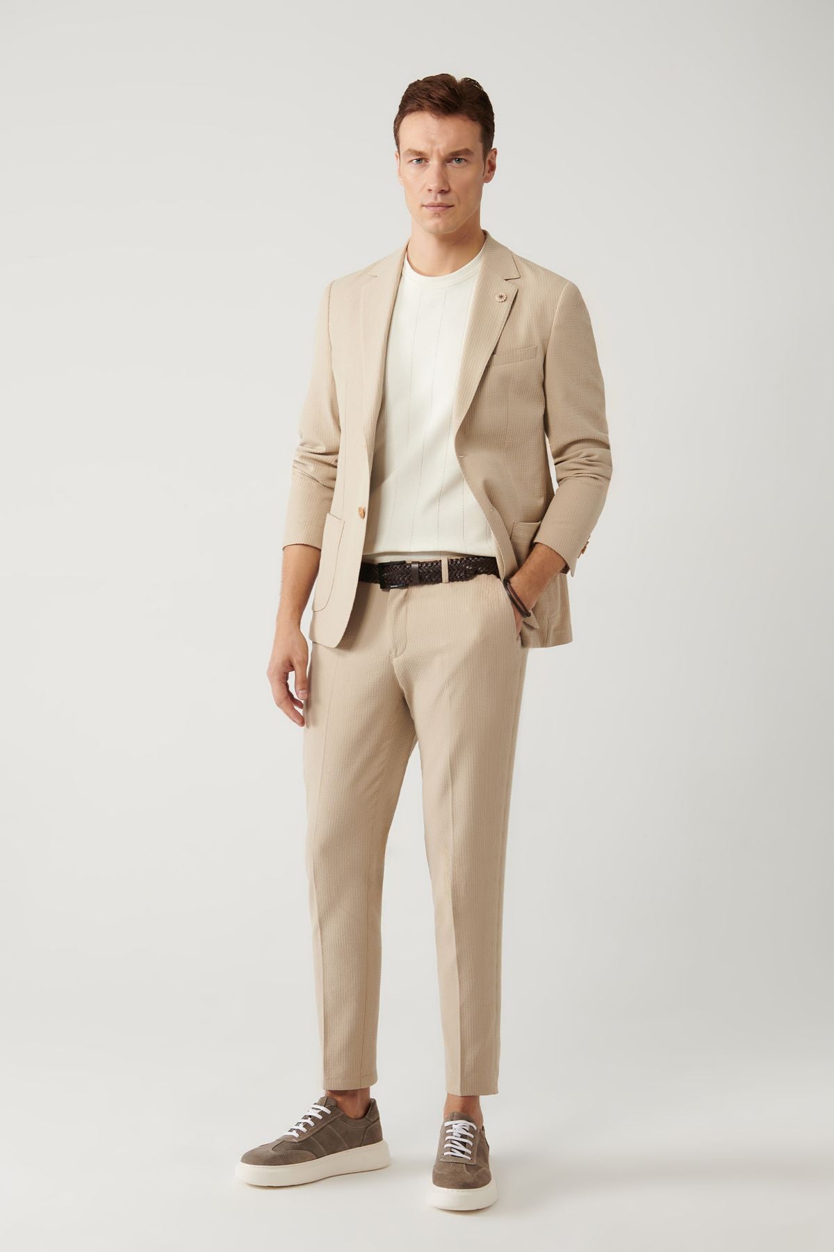 Men's Beige Waist Flexible Fabric with A41y3200