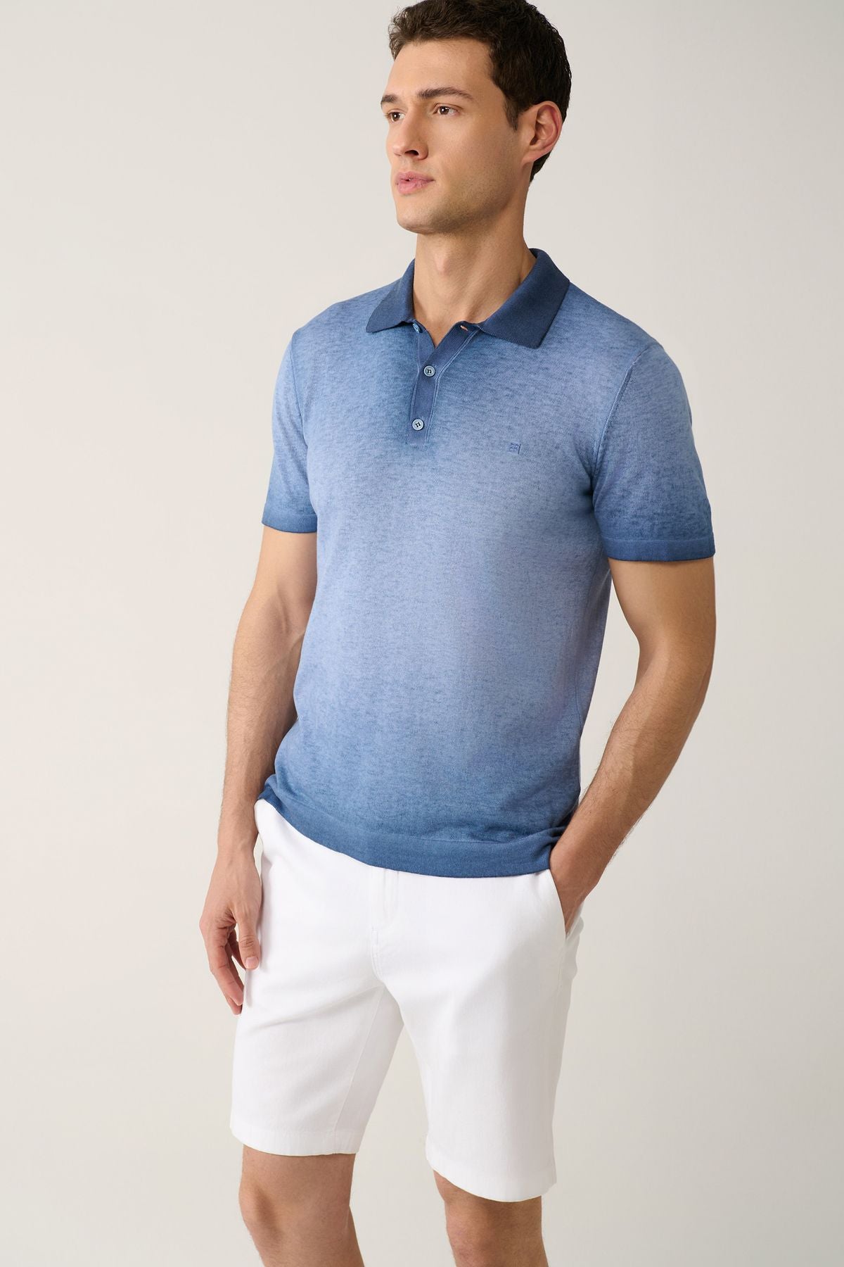 Erkek Indigo 3 düğğğLIMENGO Ephektli polo yaka T-shirt a41y5
