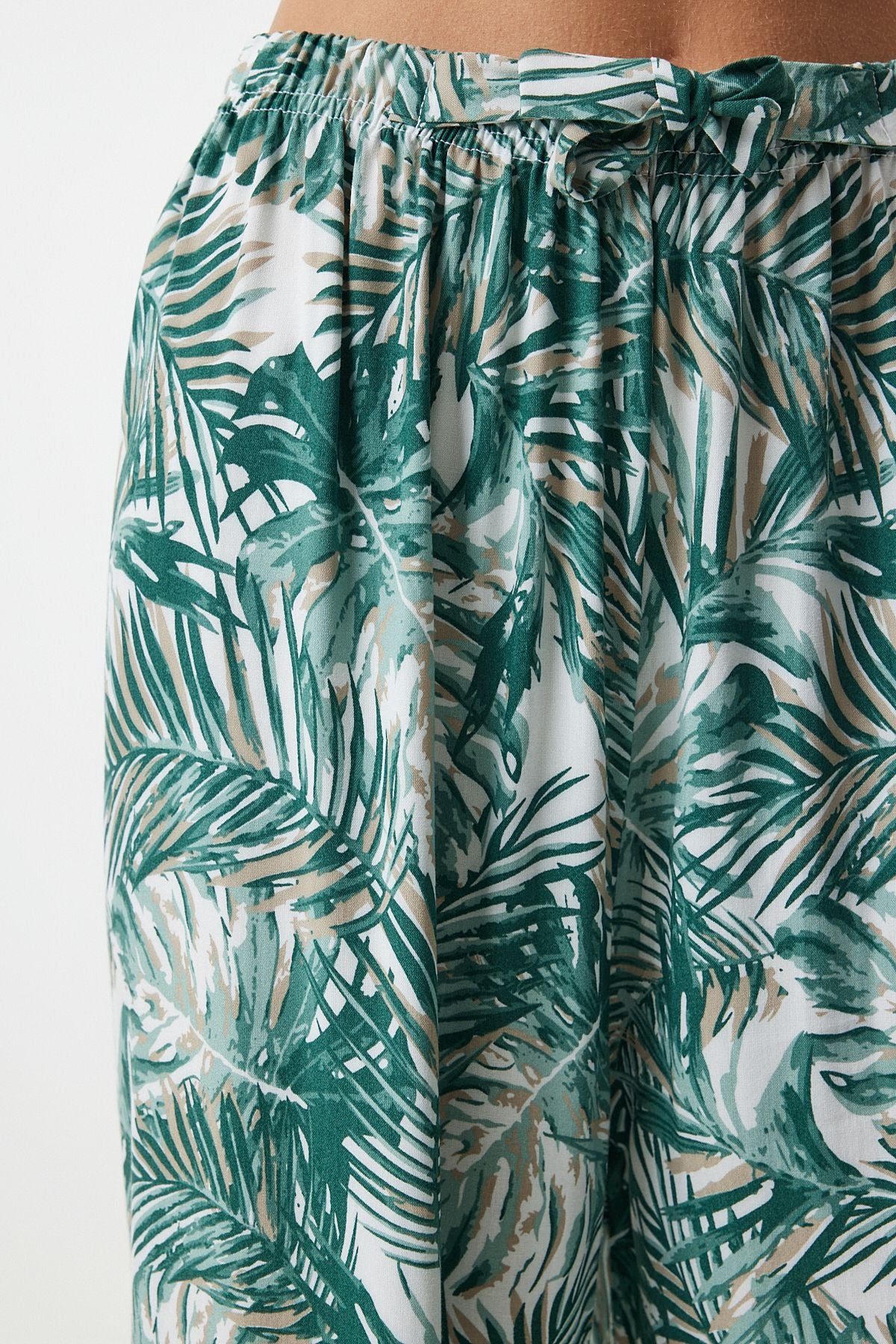 Women's Cagla Green Patterned Viscose Palazzo Pants EN00606