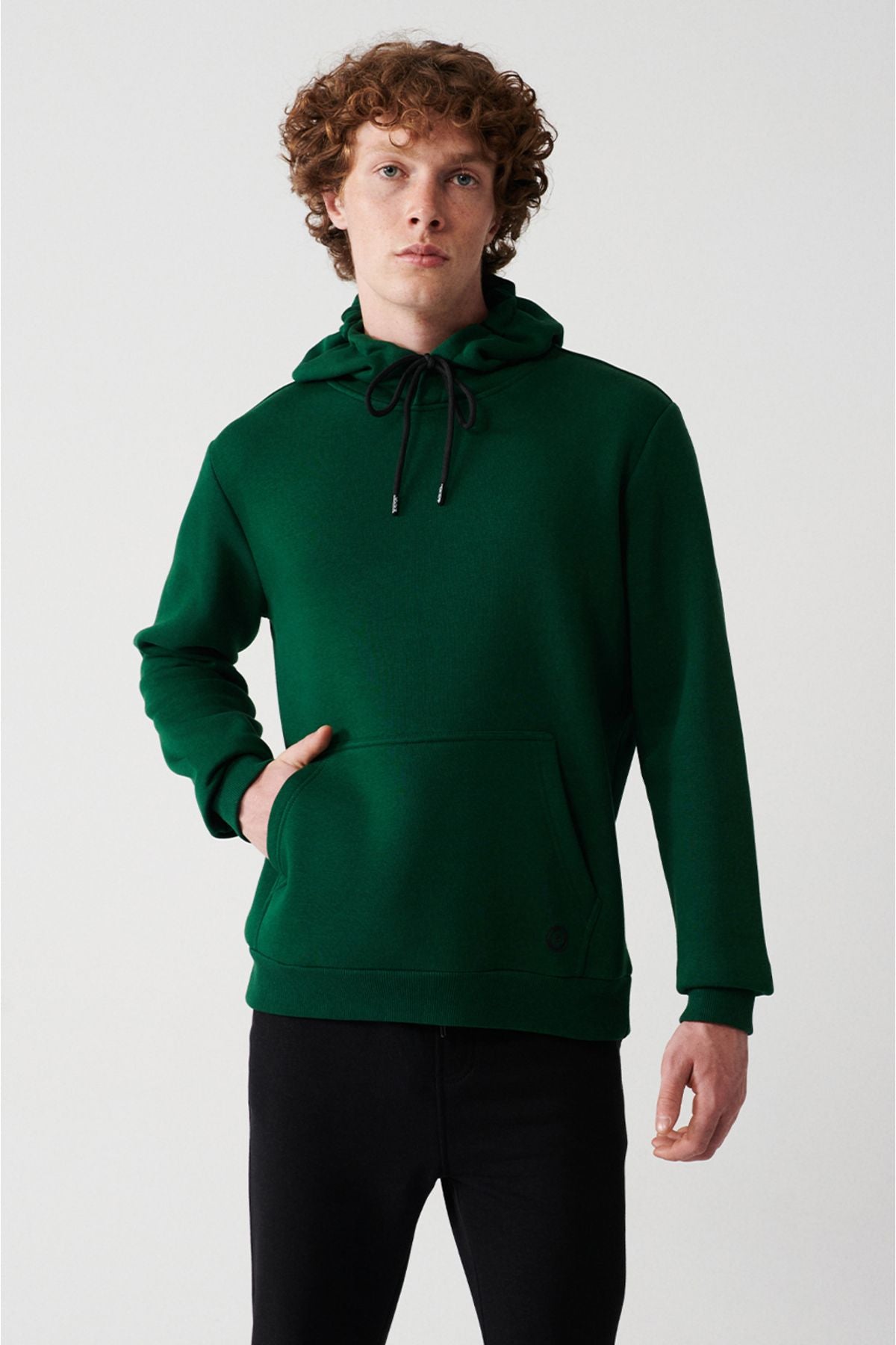 Men's green hooded 3 -IP Cotton Sweatshirt E001018