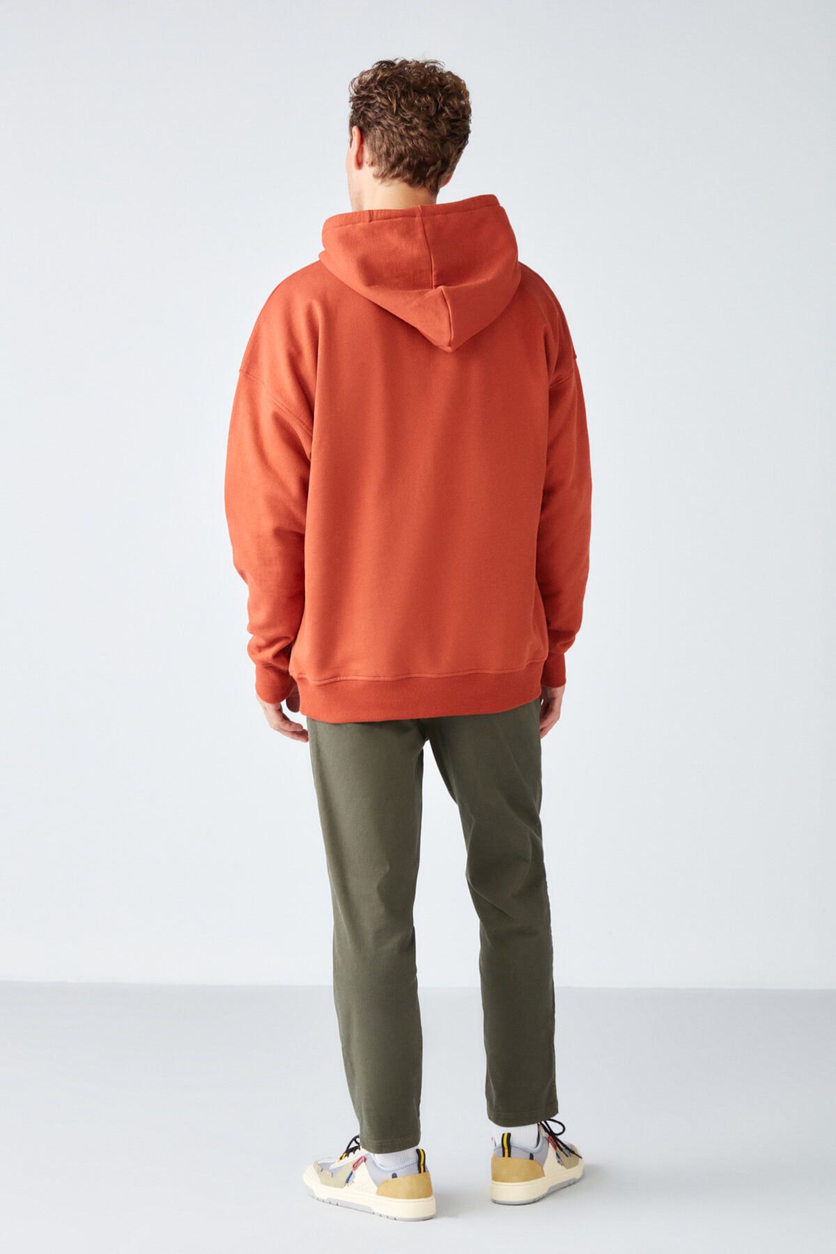 Steve Men's soft fabric cordon with hooded gangbre with hooded tile color sweatshirt