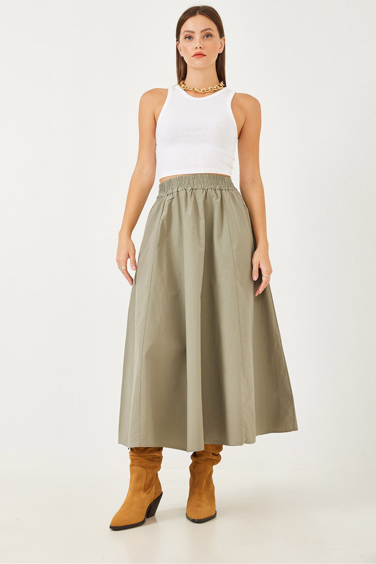 Women's pocket detailed waist tire parachute balloon skirt 60251891