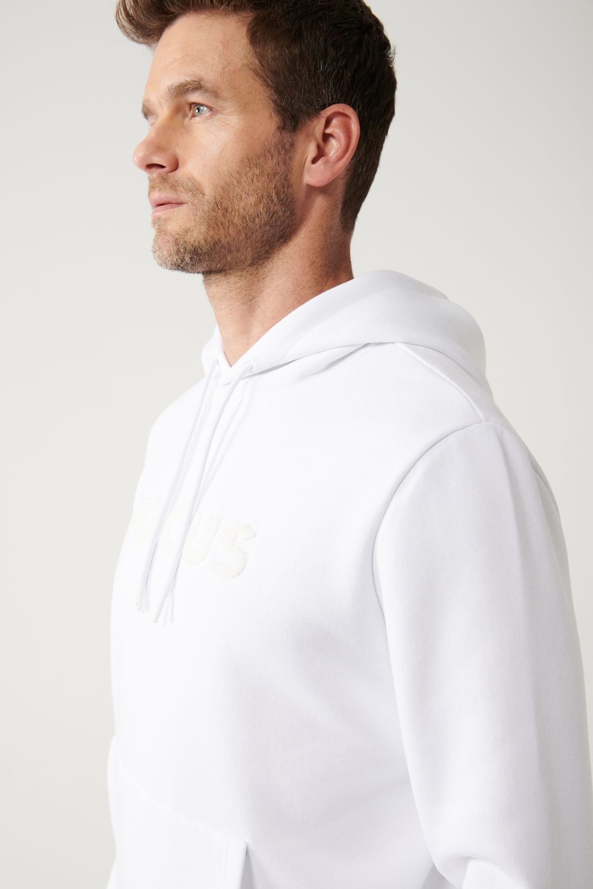 Men's white hooded 3 -to -bang kangaroo pocket Sweatshirt A32y1193
