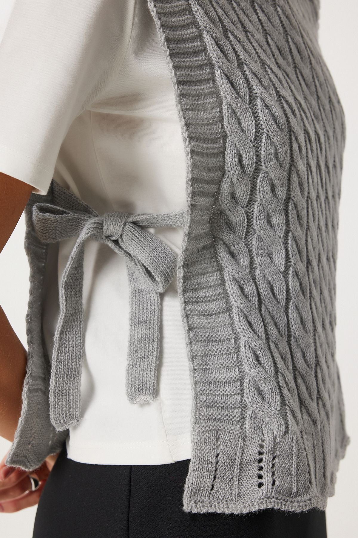 Women's gray side -binding hair knit knitwear sweater yy00223
