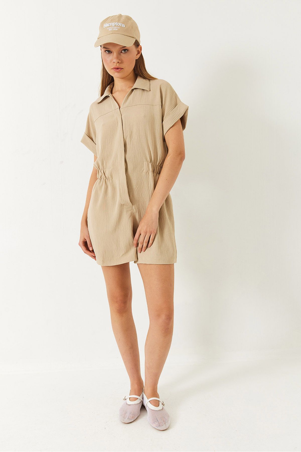 Women's Waist Tulum with Short Sleeve Short Shorted Short