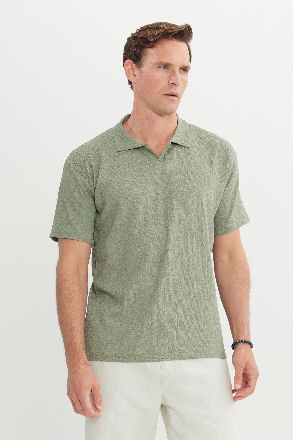 Men's Water Green Relax Fit Casual Cut Polo Yaka T -shirt