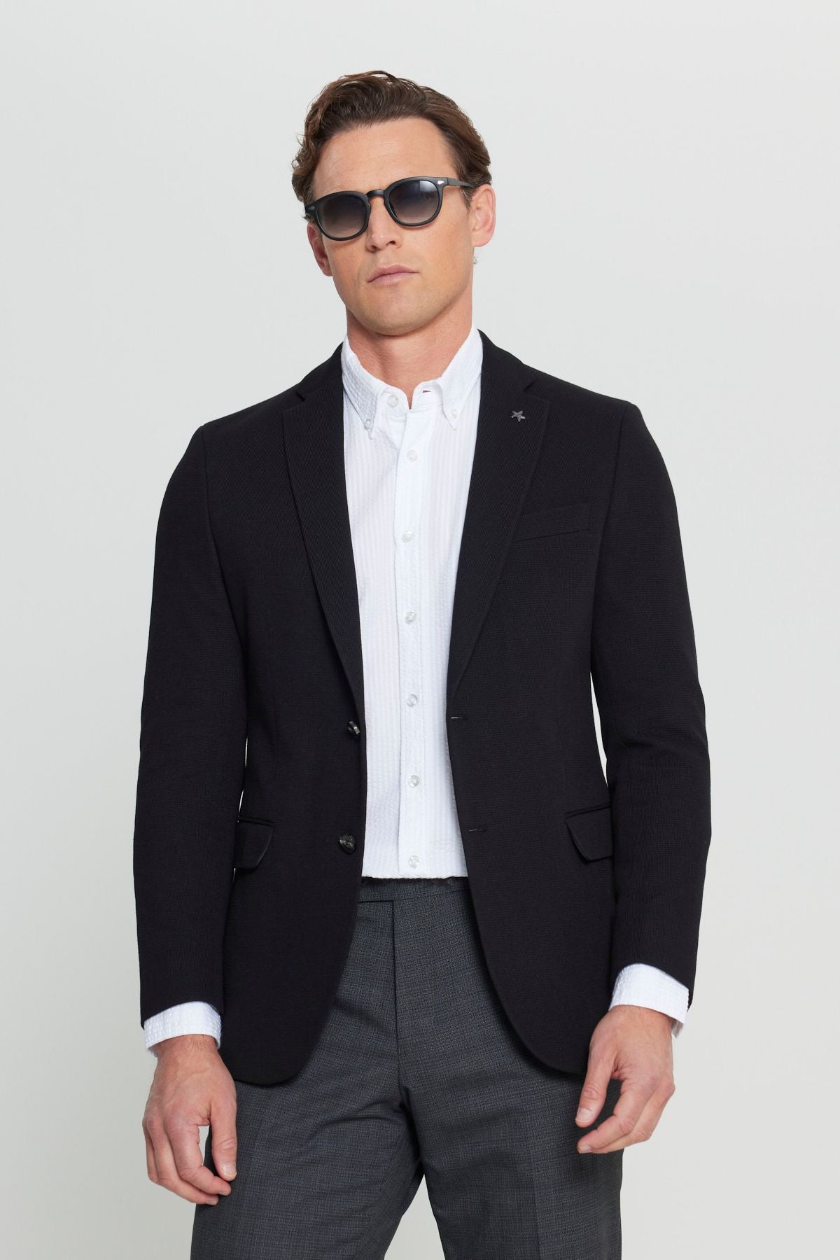 Men's Black 360 Cotton Flexible Slim Fit Num Fit Narn Cut Mono Yaka Amelor Blazer Jacket