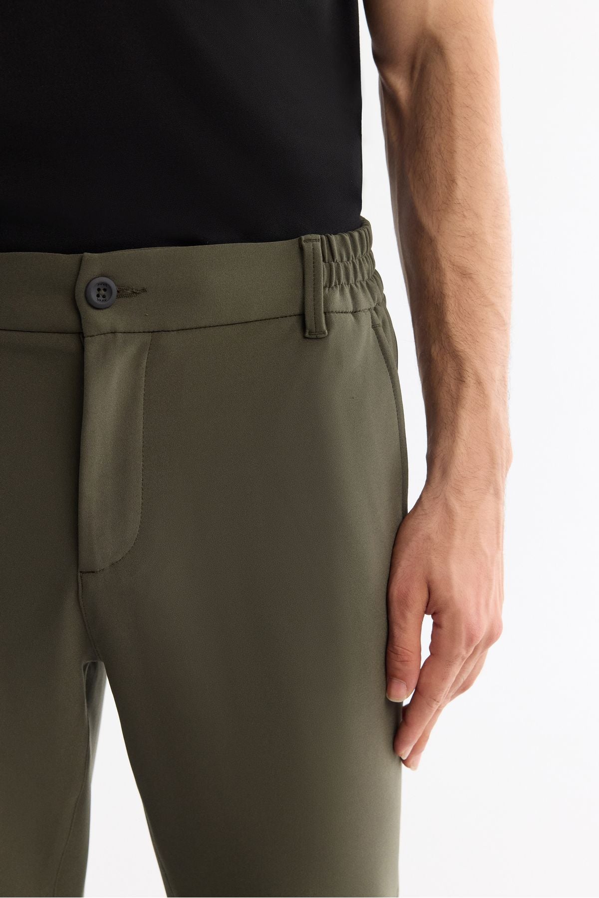 Men's Khaki Kırışmaz Fast Drying Waist Extra Flexible Technical Fabric Pants A42Y3065