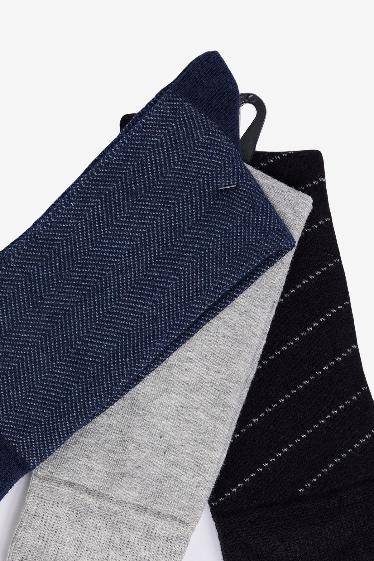 STD Men's Black-Gri Patterned 3-Socket Socks Classic