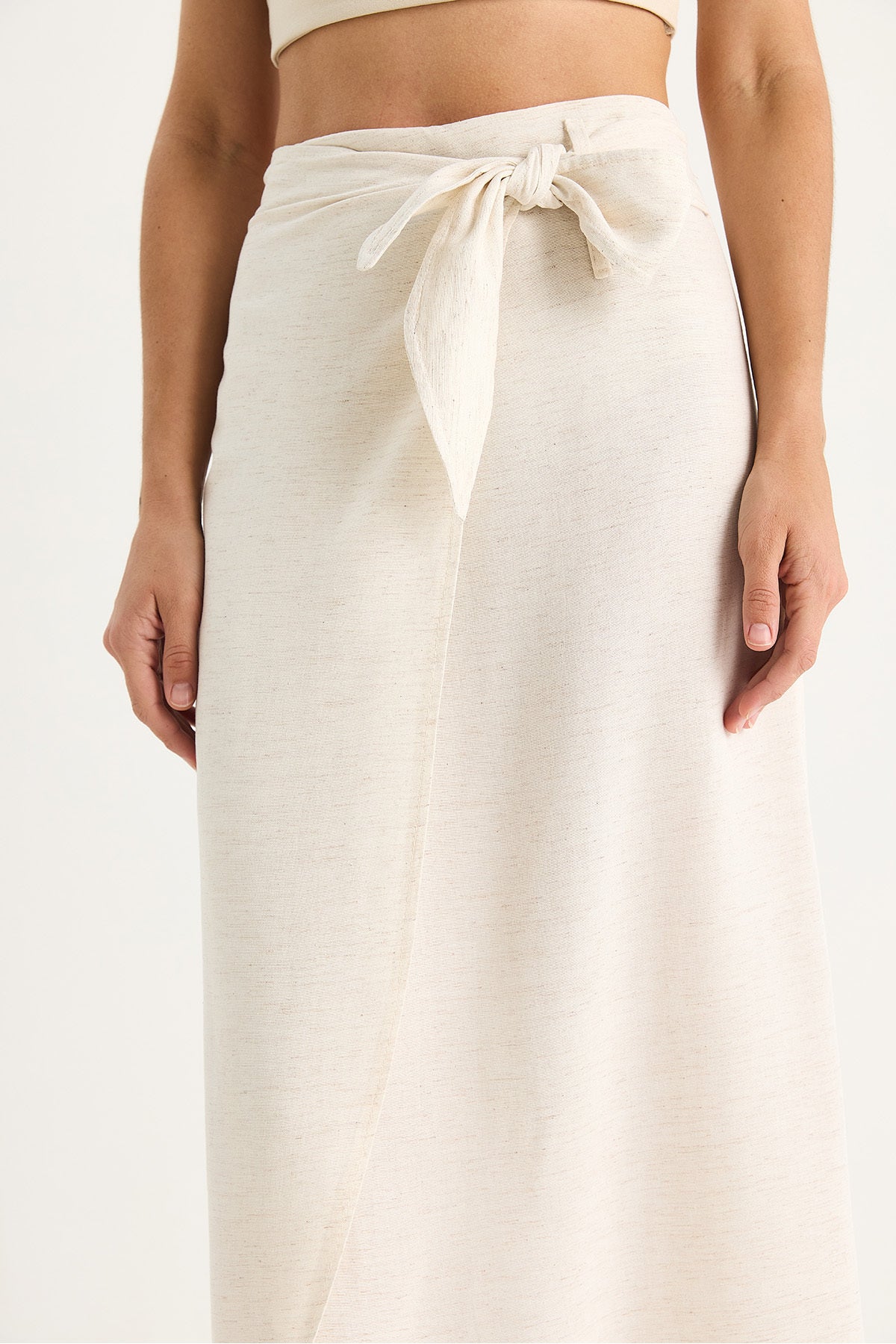 Women's Tie-Up Wrap Summer Thin Linen Skirt DE251071 60283418