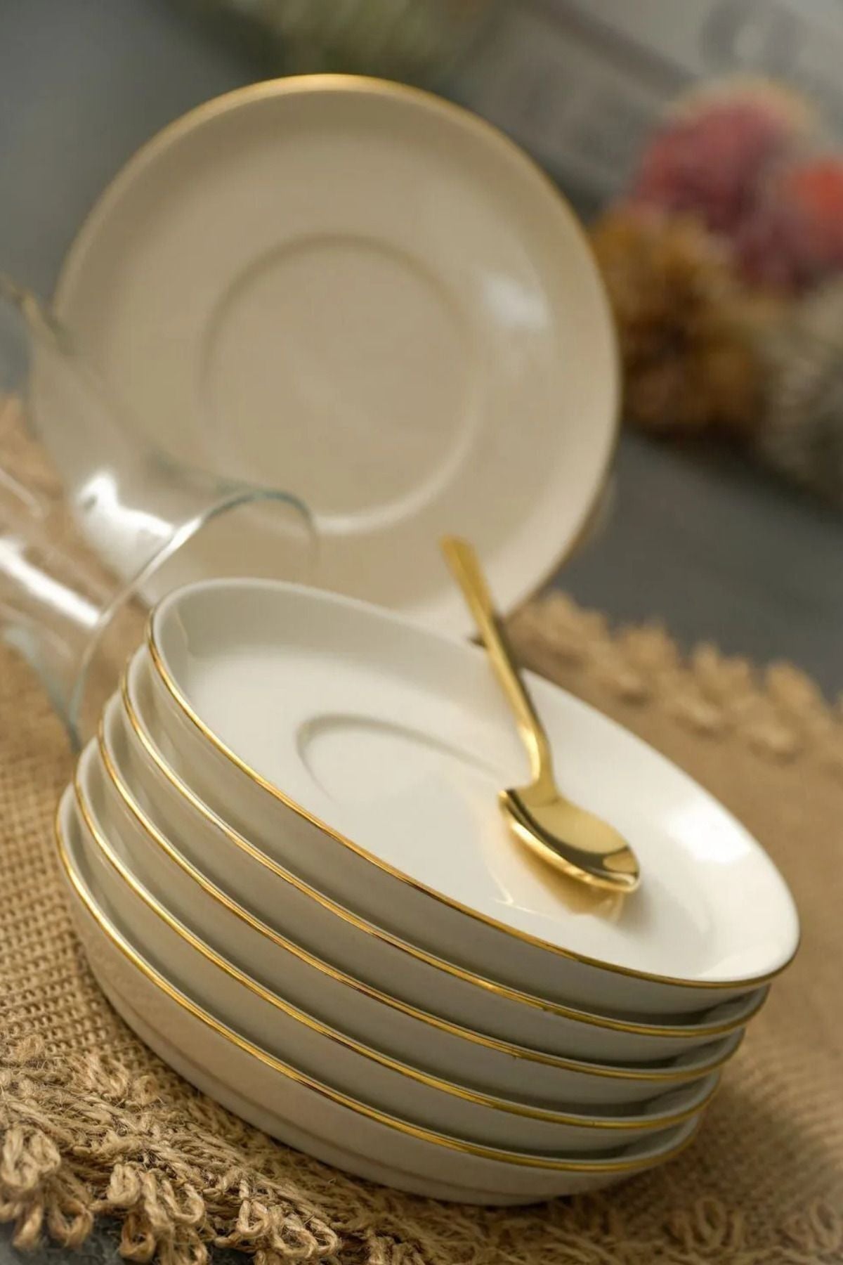 Dream Gold Gild 6pcs 6 12 cm Porcelain Tea Plate Broken White