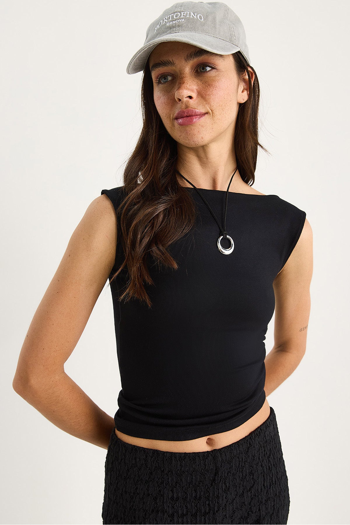 Women's Boat Neck One Side Gathered Basic Blouse 60602076