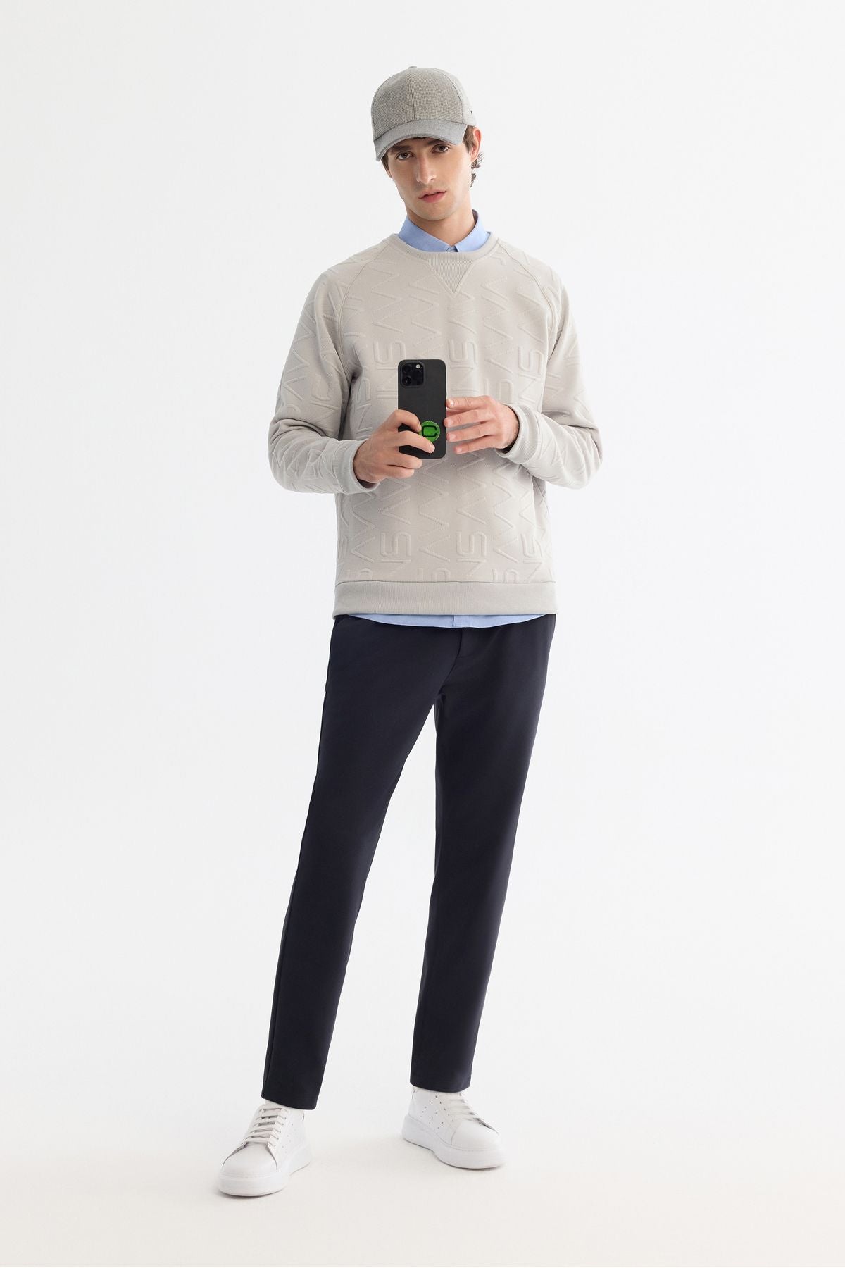 Men's Gray Bicycle Collar Printed Sweatshirt A42y1335