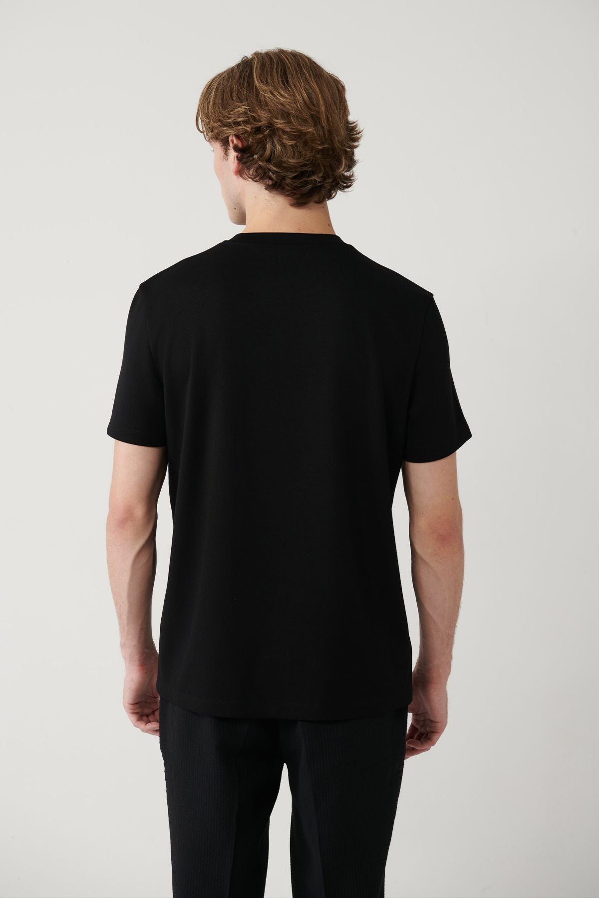 Men's black bike collar printed Interlok T-shirt A41y1008