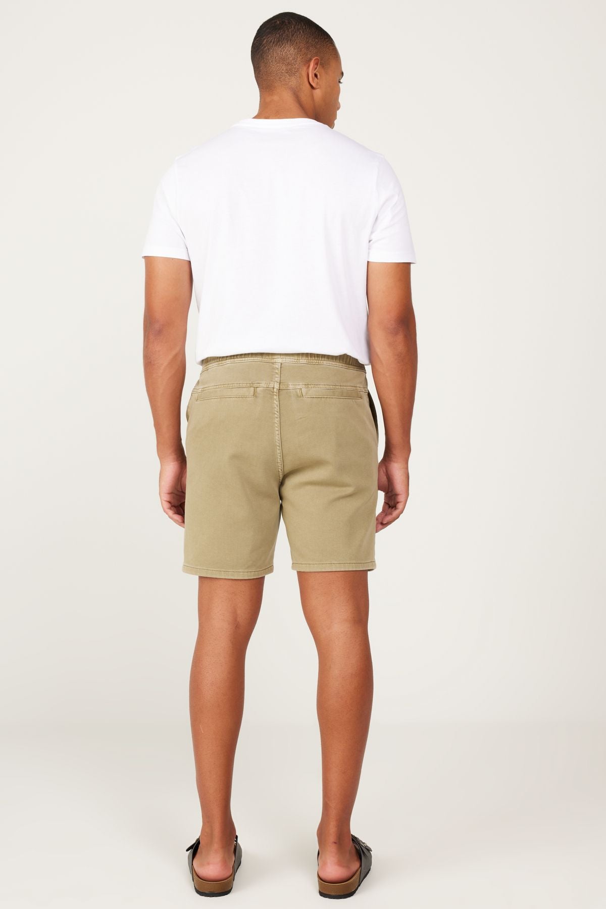 Men's Khaki Slim Fit Narrow Cut Side Pocket Cotton Flexible Shorts