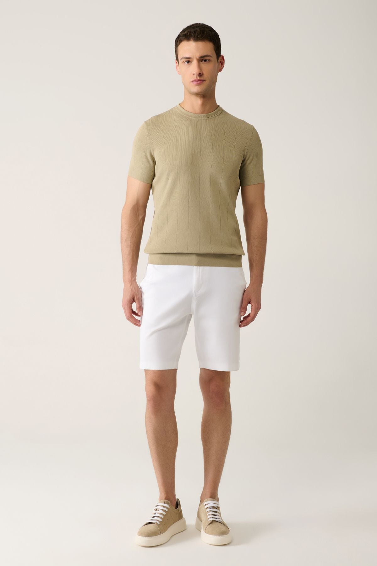 Men's Mink Bicycle Collar Agur Triko T-Shirt A41Y5058