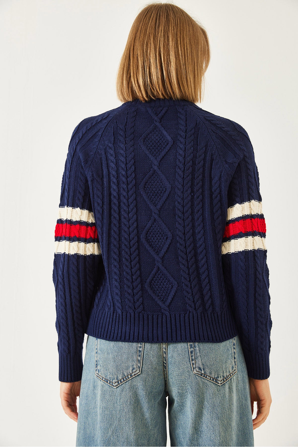 Women's V-Neck Patterned Knitwear Sweater 20246919